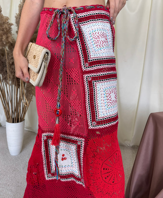 Back! Piesă HANDMADE versatila de vară realizată manual, croset din bumbac, talie ajustabilă ( mărimea M-M/L)