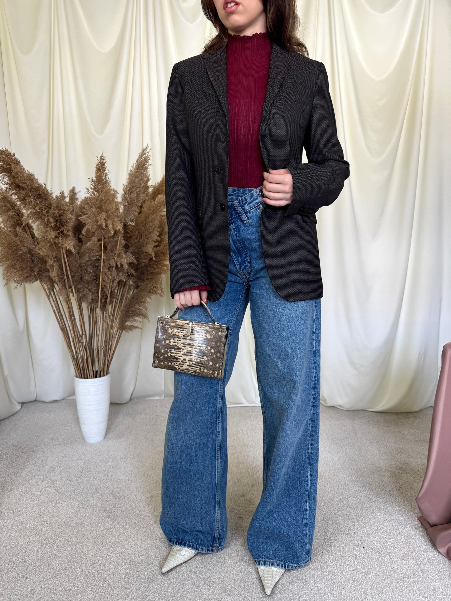 Sacou superb de brand Paoloni din 100% lână- stofă fină, mărimea S