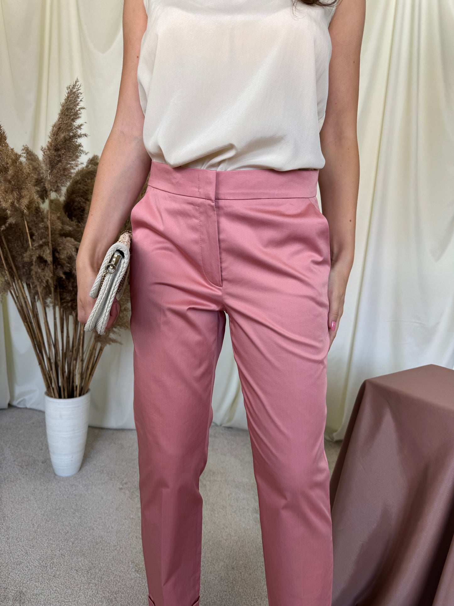 Pantalon office GERRY WEBER din bumbac, roz pal ( marimea S/M)