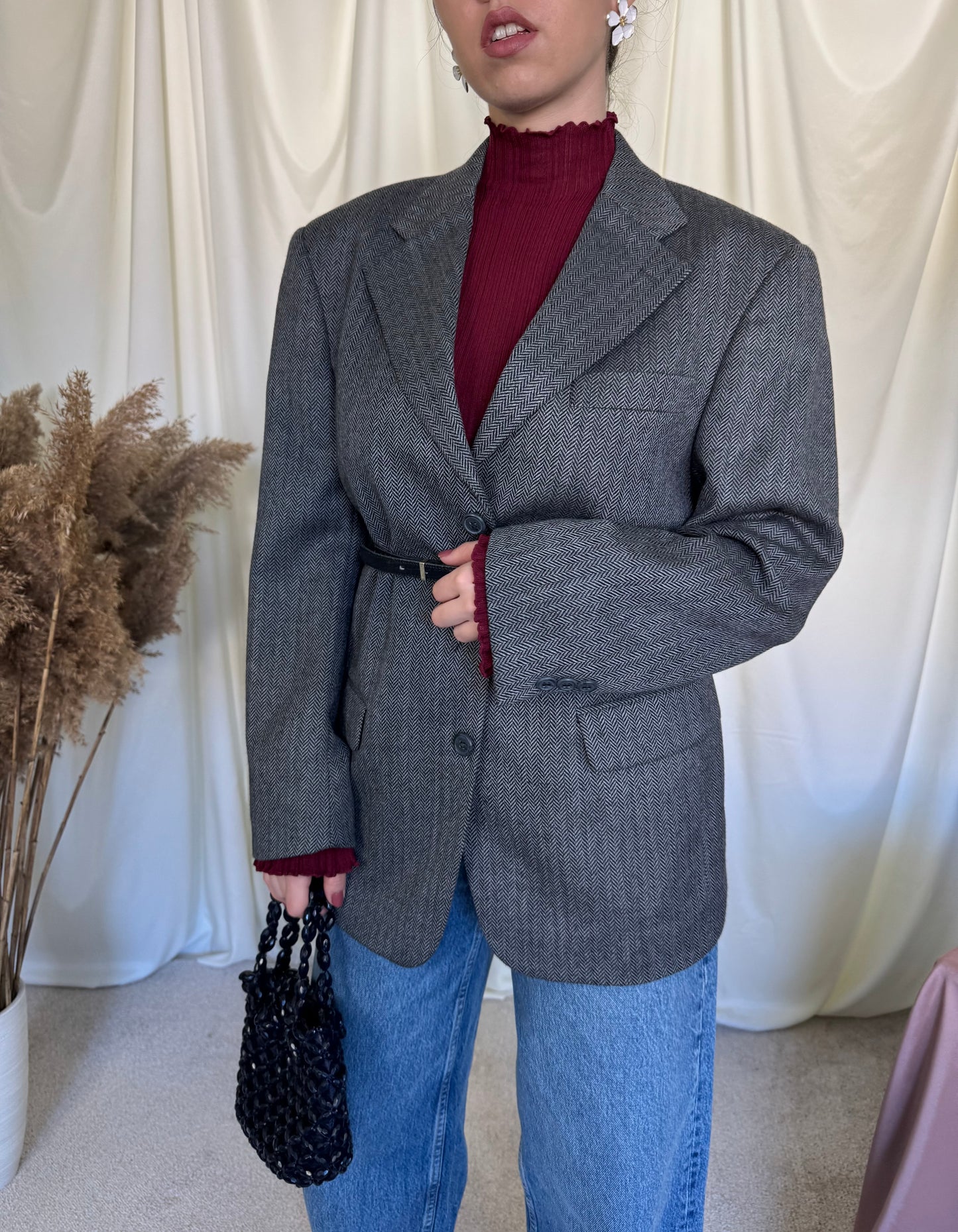 Sacou vintage din stofă 100% lână ( mărimea M-L)