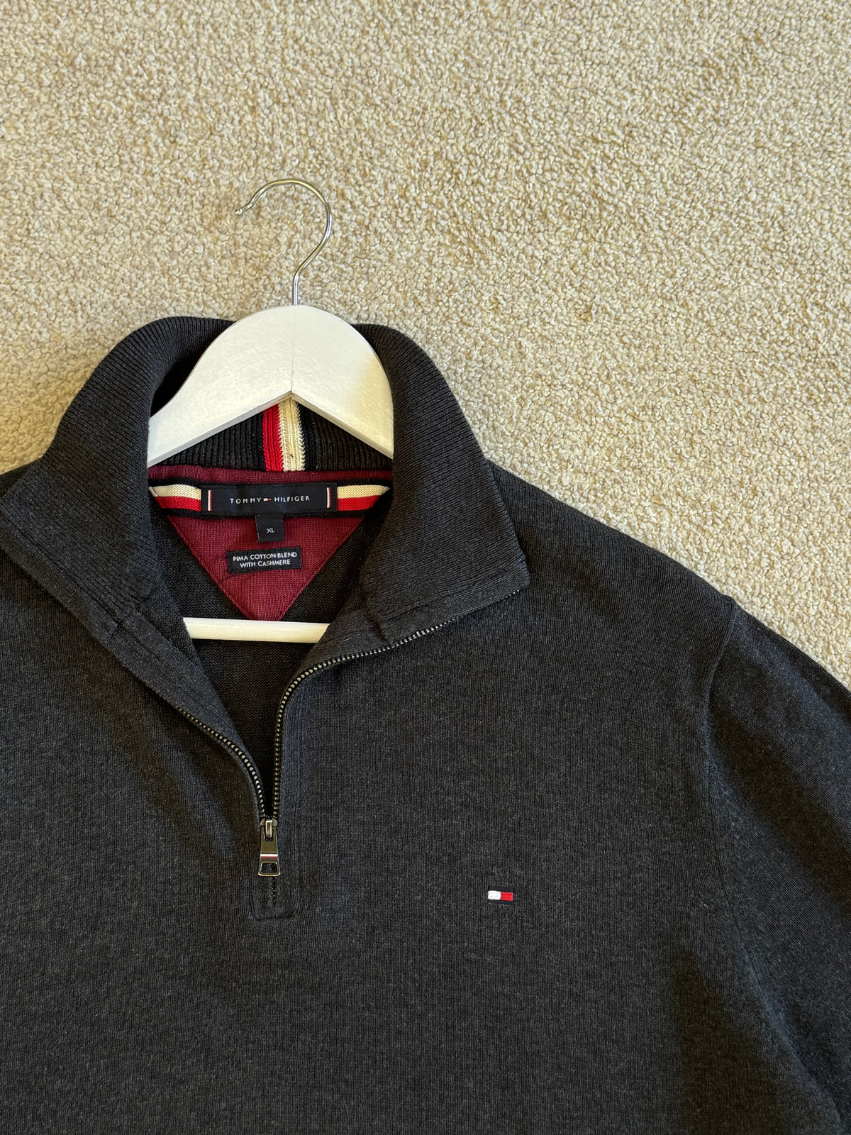 Pulover pe gât Tommy Hilfiger din bumbac și cașmir ( mărimea XL)