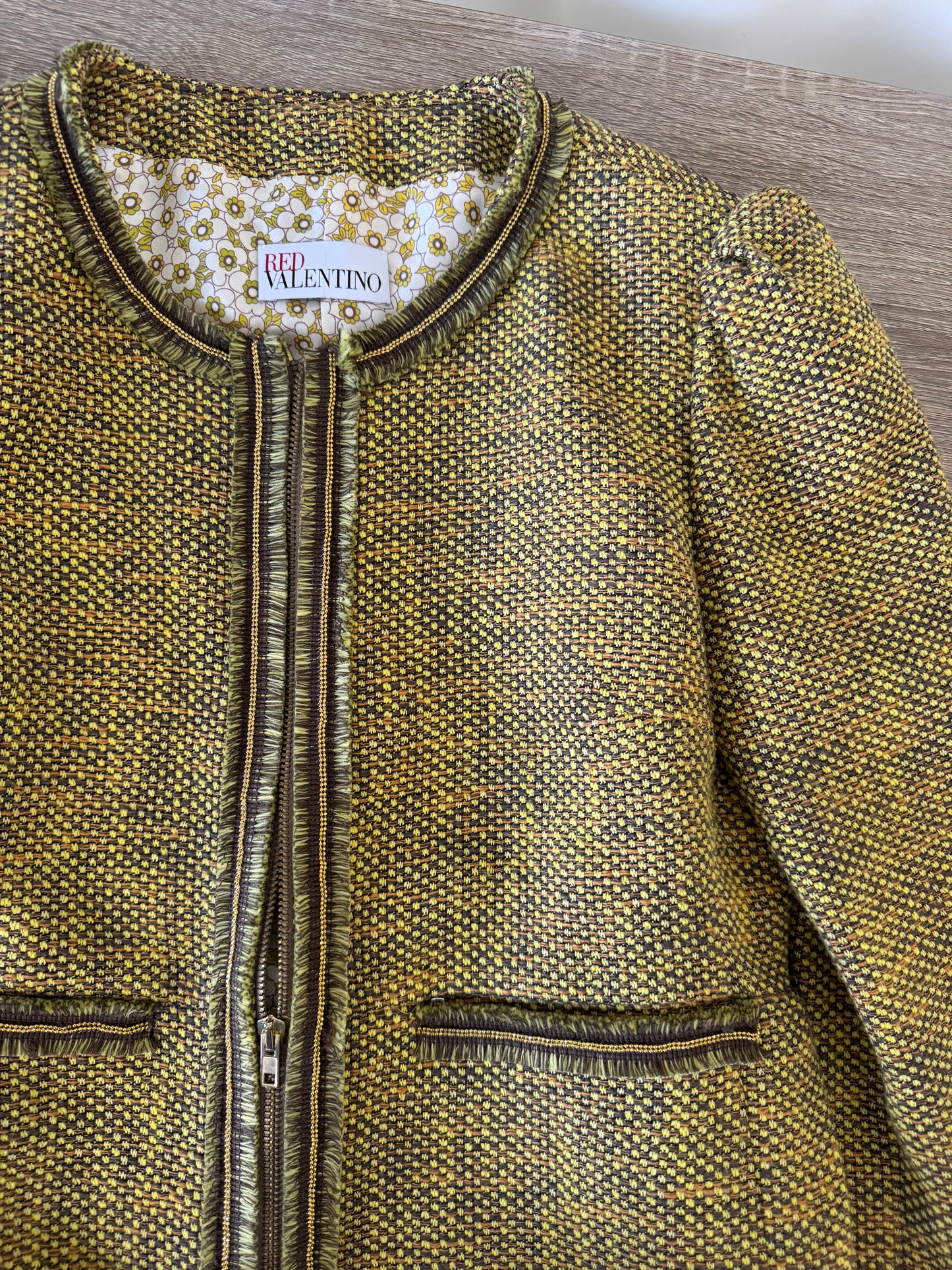 Jacheta Valentino din tweed, interior cu print ( mărimea S)