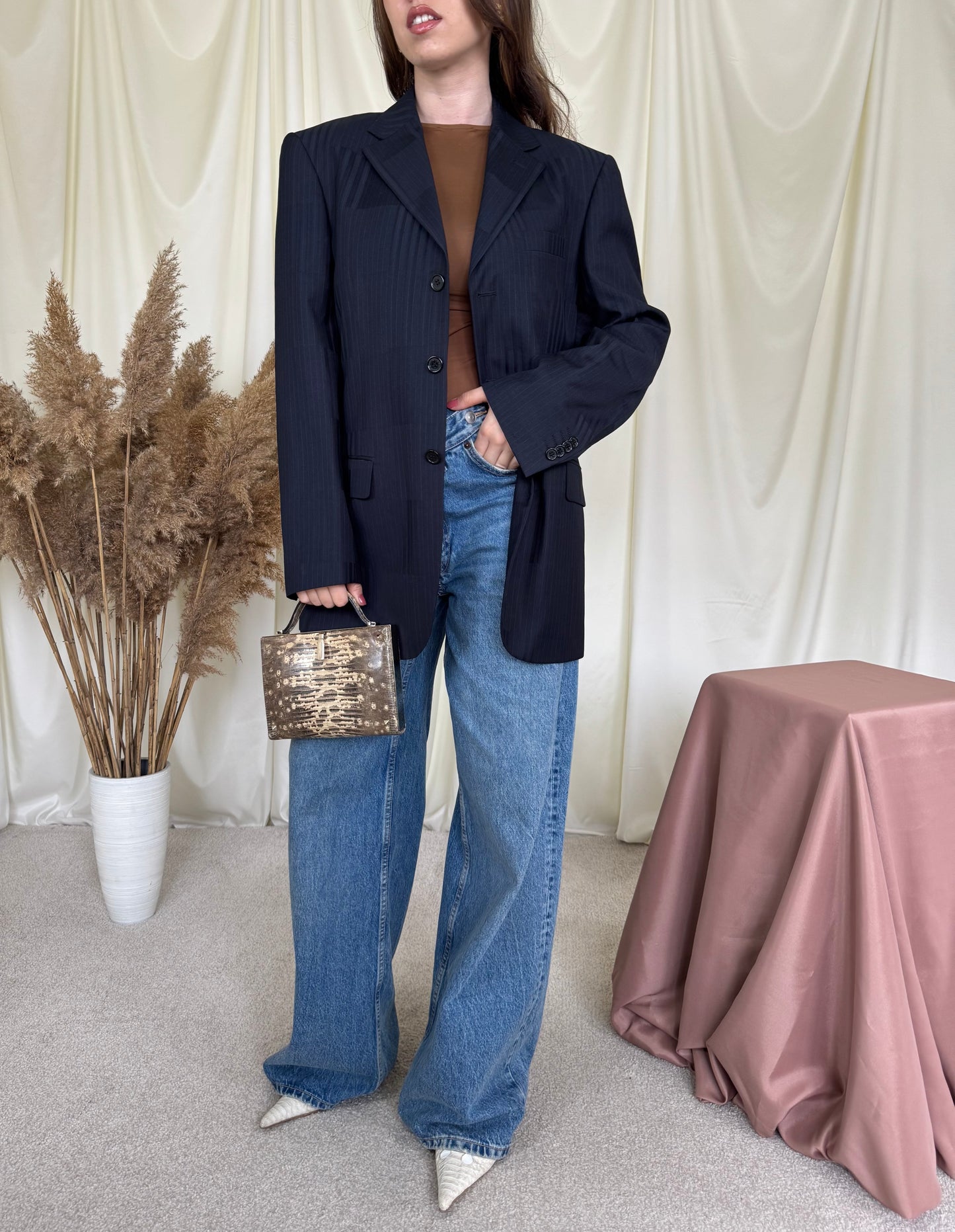 Sacou premium GIANFRANCO FERRE cu print in fit oversized, croi bărbătesc 
(Mărimea L)