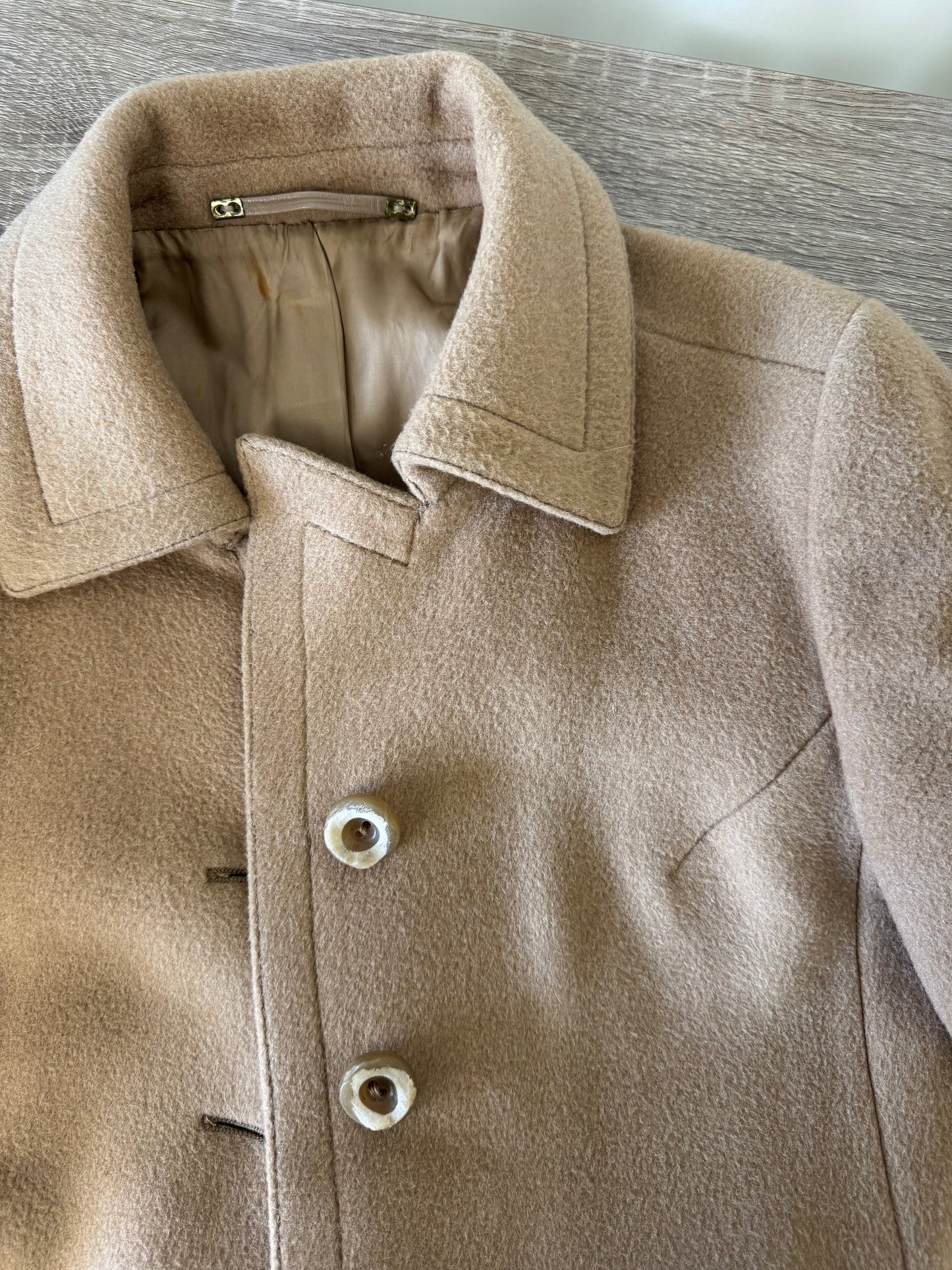 Palton vintage cambrat din lana și păr de camila( mărimea S)