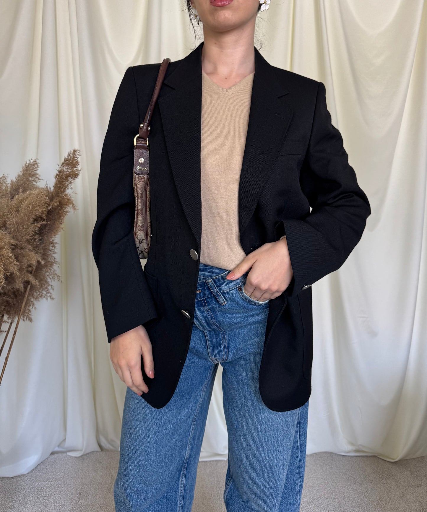 Sacou vintage superb din stofă cu structură, mărimea S - fit oversized