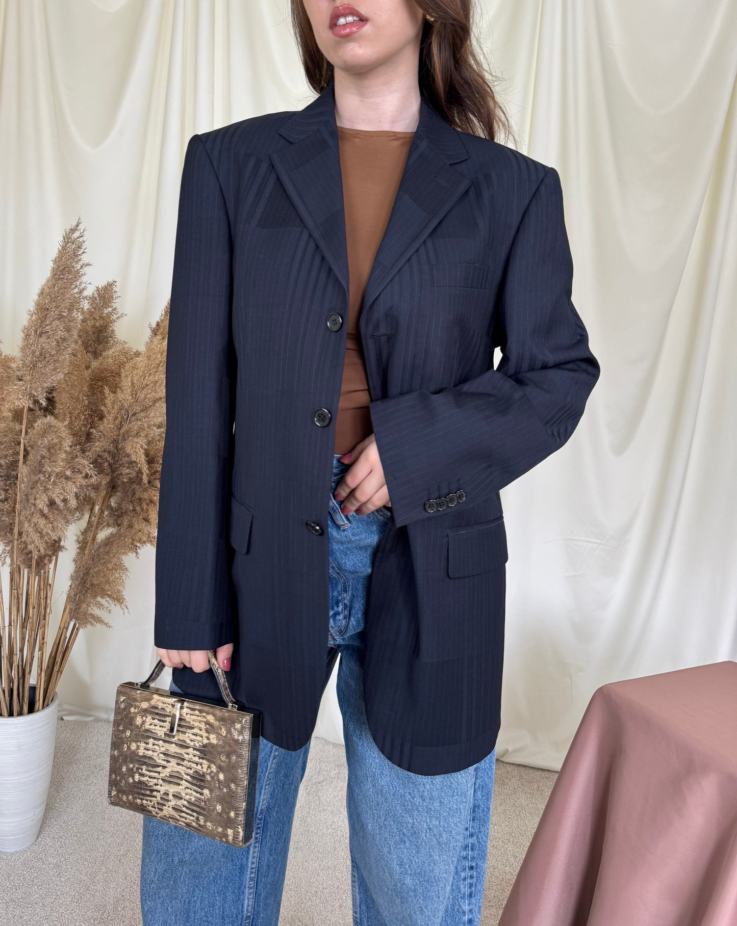 Sacou premium GIANFRANCO FERRE cu print in fit oversized, croi bărbătesc 
(Mărimea L)