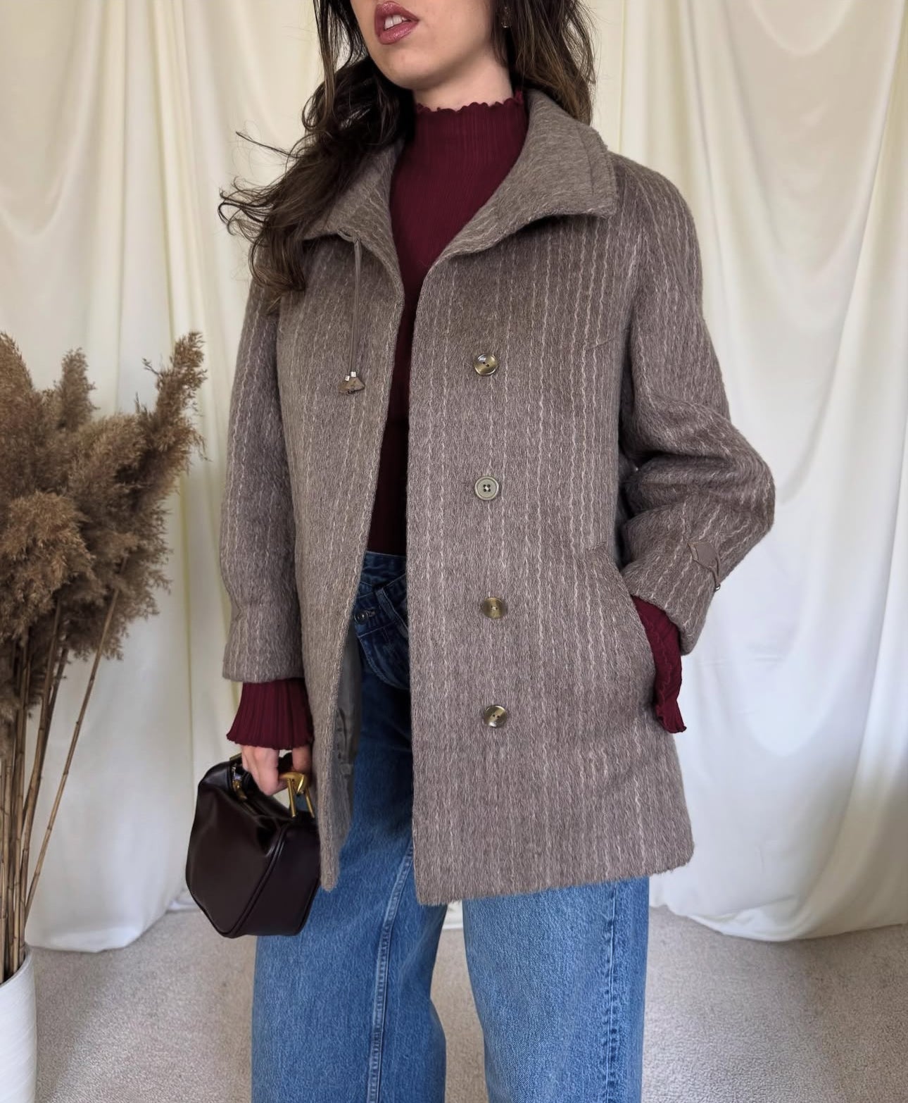 Palton vintage premium de lux din păr de lamă ( mărimea s)