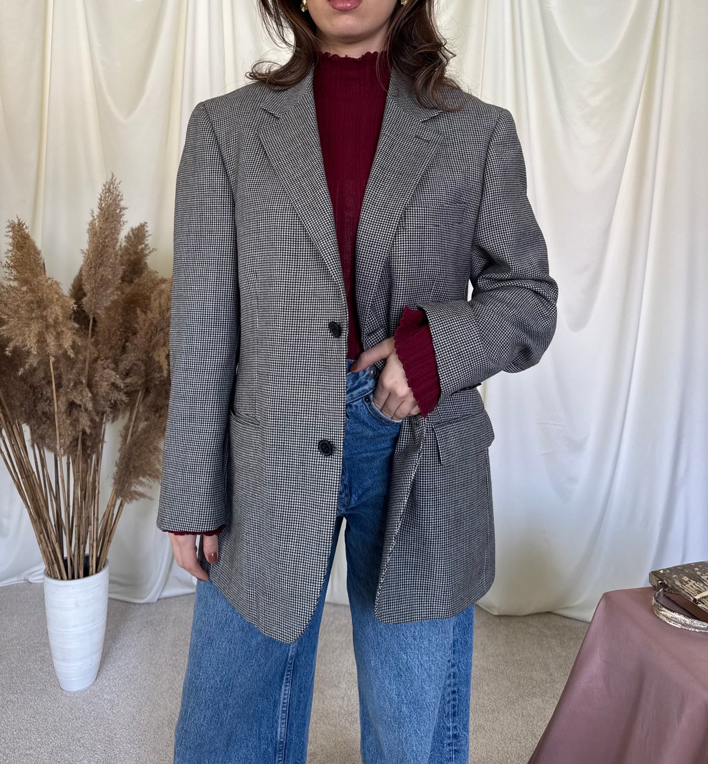 Sacou vintage în fit oversized din 100% lana( L)