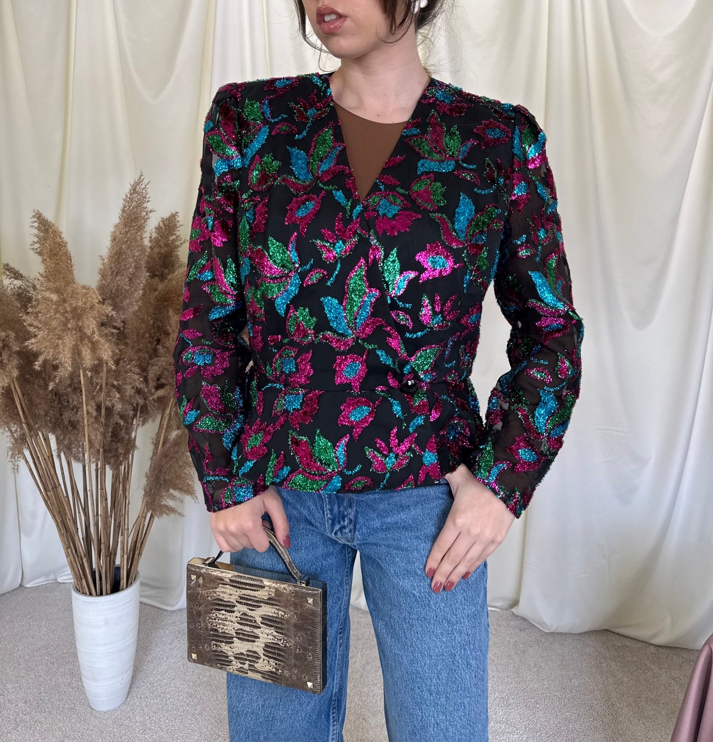 Piesa vintage superbă de ocazie cu print floral 
(Mărimea M/L)