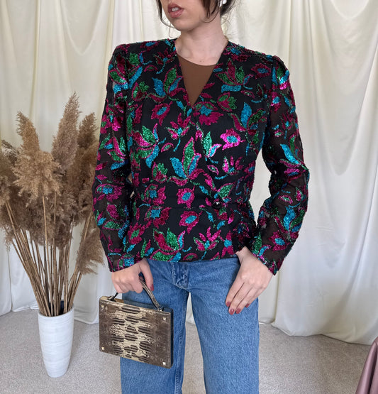 Piesa vintage superbă de ocazie cu print floral 
(Mărimea M/L)