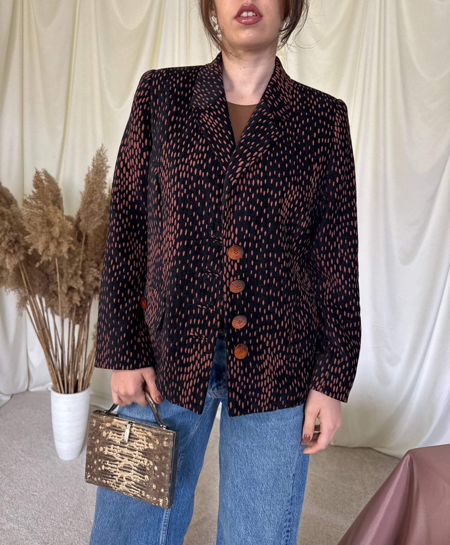Sacou vintage superb cu aspect de catifea din bumbac ( mărimea M/L)