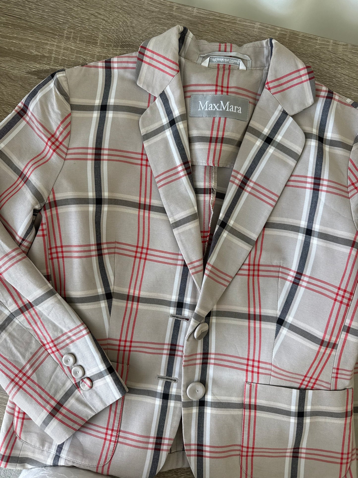 RESTOCK- Sacou MAX MARA din bumbac cu carouri și mâneci 3/4 
(Mărimea XS- S)a