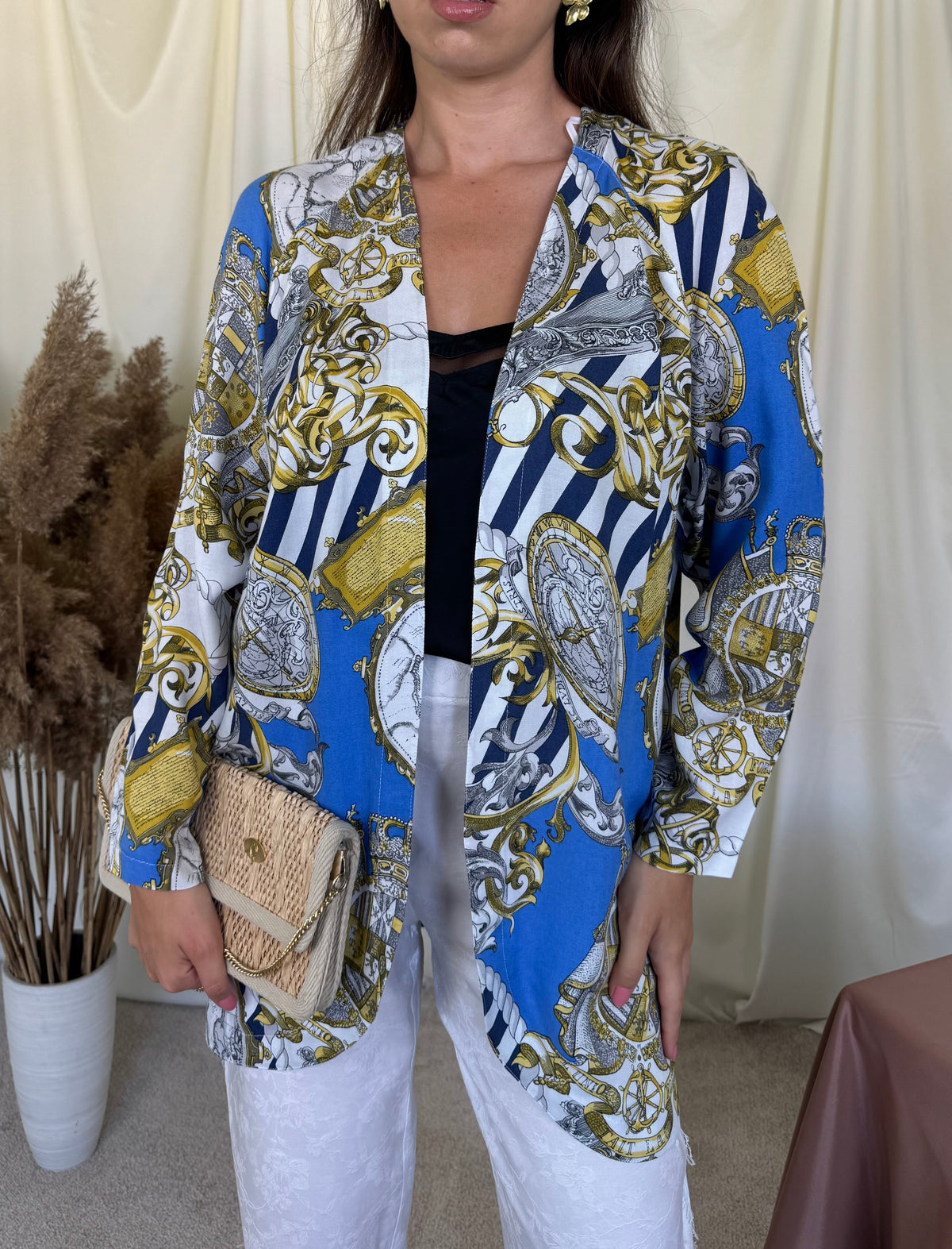 Camasa vintage cu print navy ( mărimea M/L)
