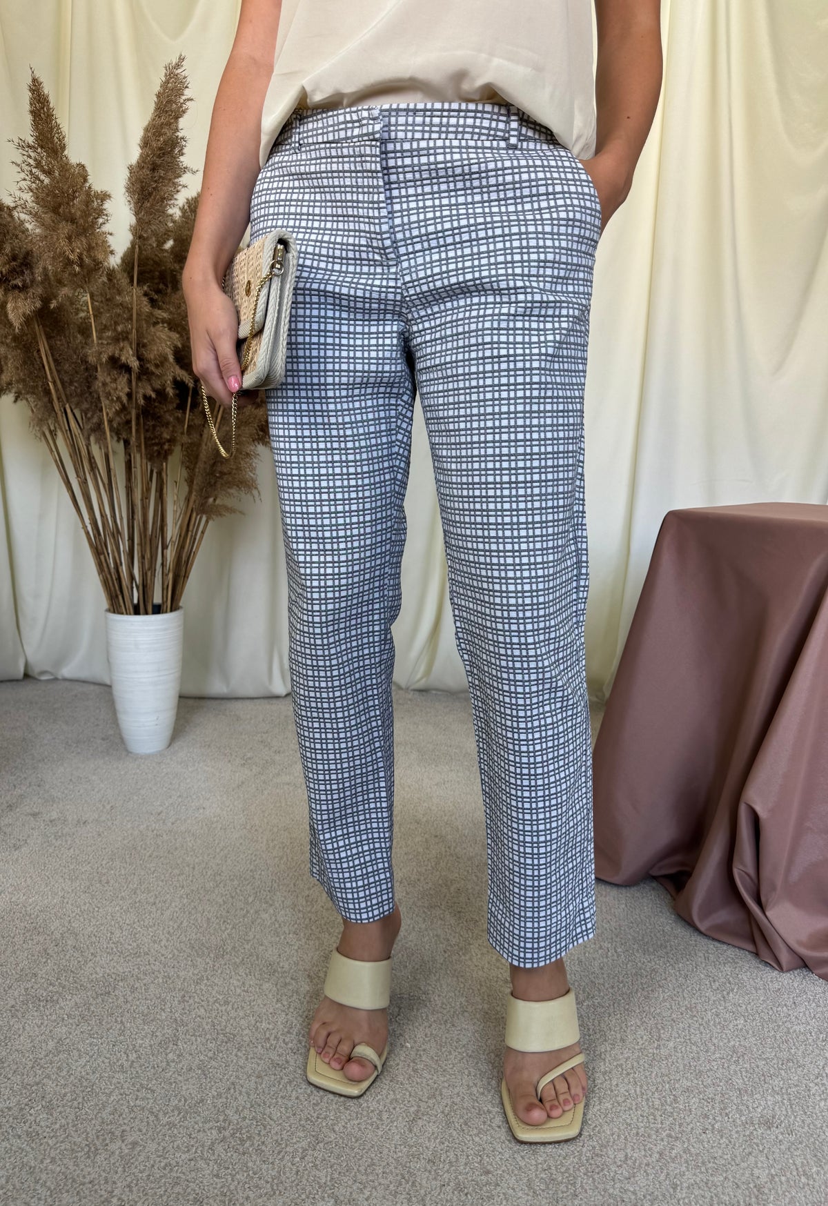 Pantalon Max Mara din bumbac cu print, talie medie( mărimea M/L)
