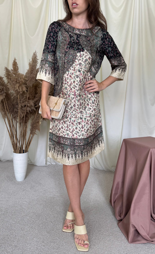 Rochie luxury ETRO, print specific brandului, produs nou, mătase lână și vascoza ( mărimea S-M)