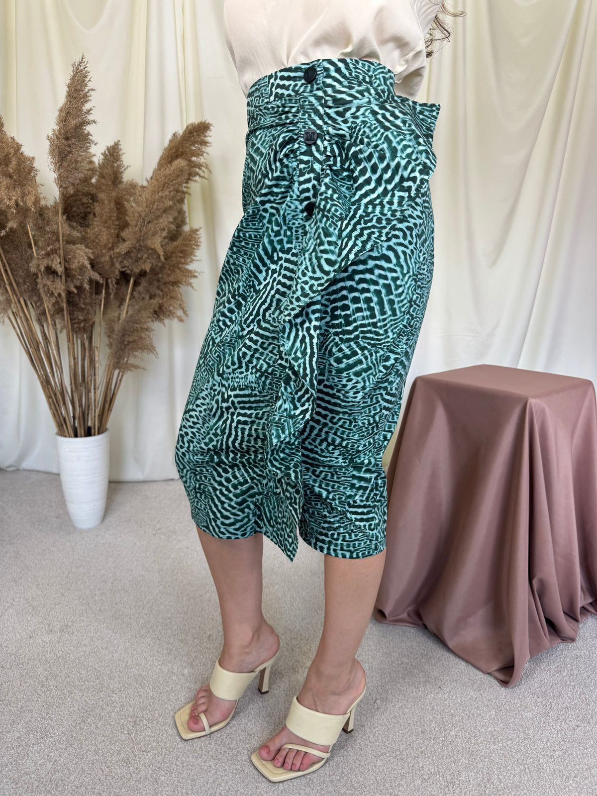 Fusta luxury MAX MARA din bumbac cu print, talie înaltă marcata  ( mărimea S) 70-72 cm talie