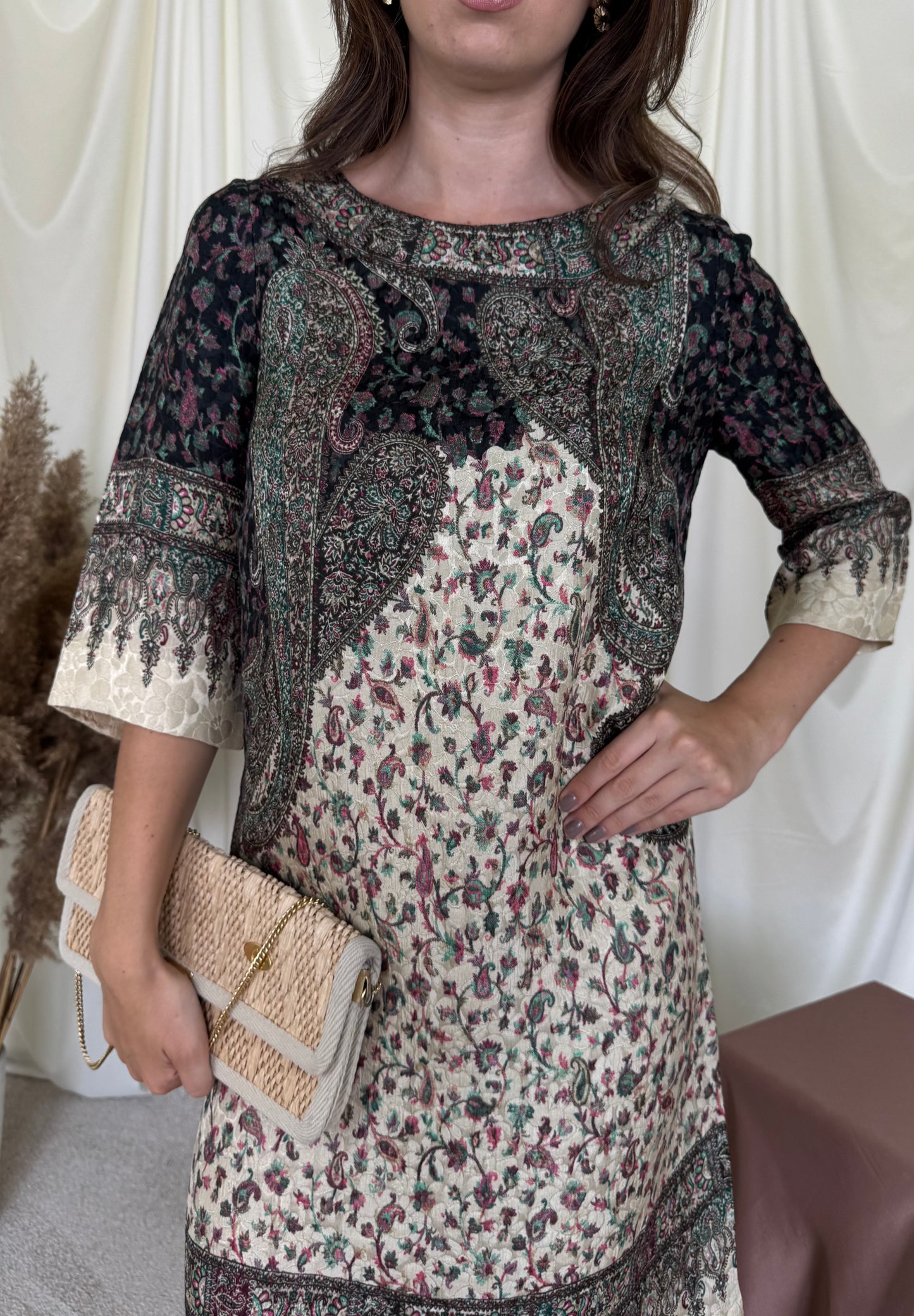 Rochie luxury ETRO, print specific brandului, produs nou, mătase lână și vascoza ( mărimea S-M)