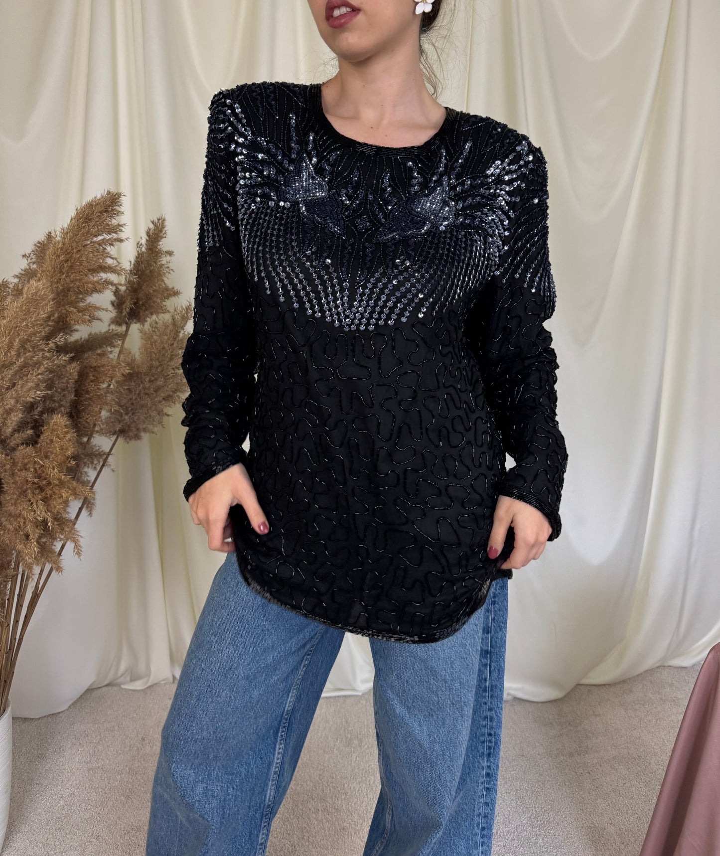 Piesa vintage din mătase naturală ( mărimea L)