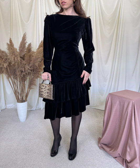 Rochie vintage din catifea cu talie marcată 
(Mărimea M)