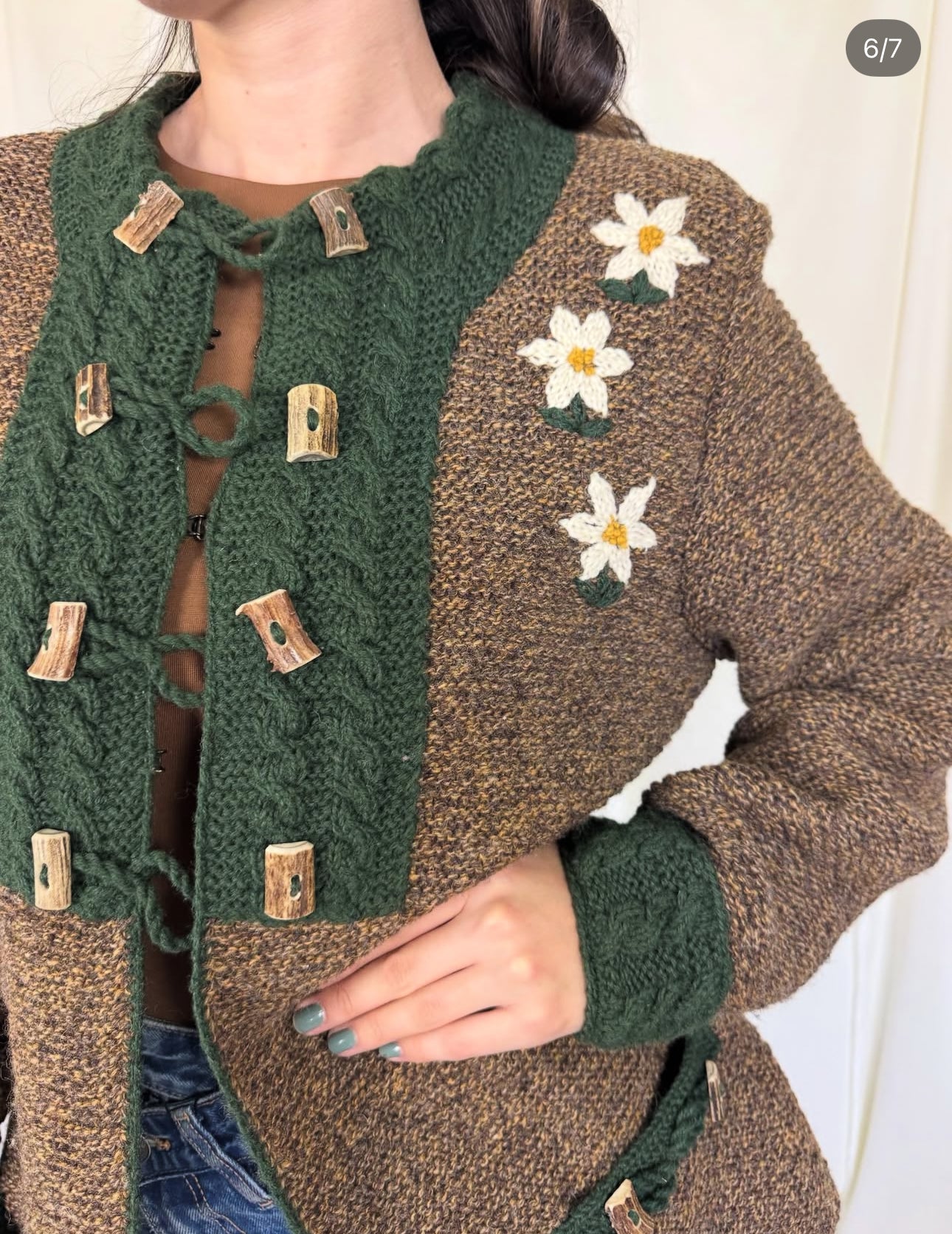 Cardigan vintage din Lână handmade ( mărimea M-L)