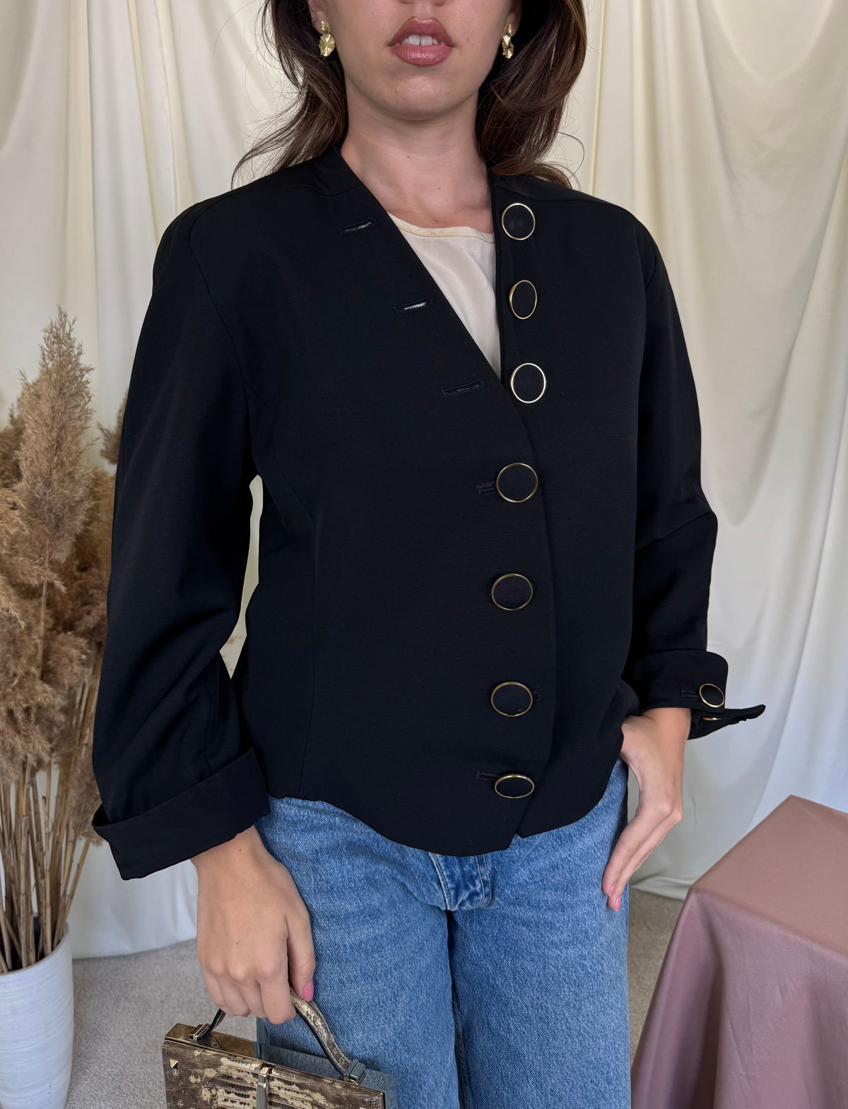 Jacheta vintage luxury YVES SAINT LAURENT cu nasturi superbi și croi aparte, piesa de colecție ( mărimea M)