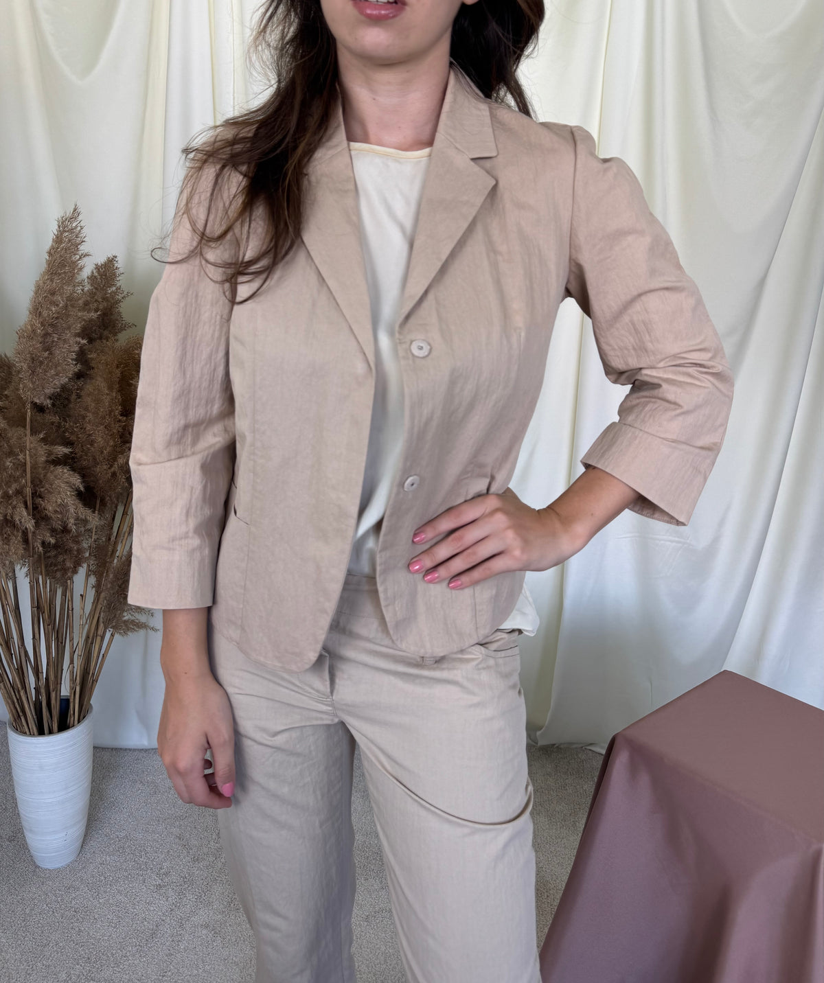 Costum luxury MARNI din bumbac cu sacou tip jachetă  ( mărimea S)