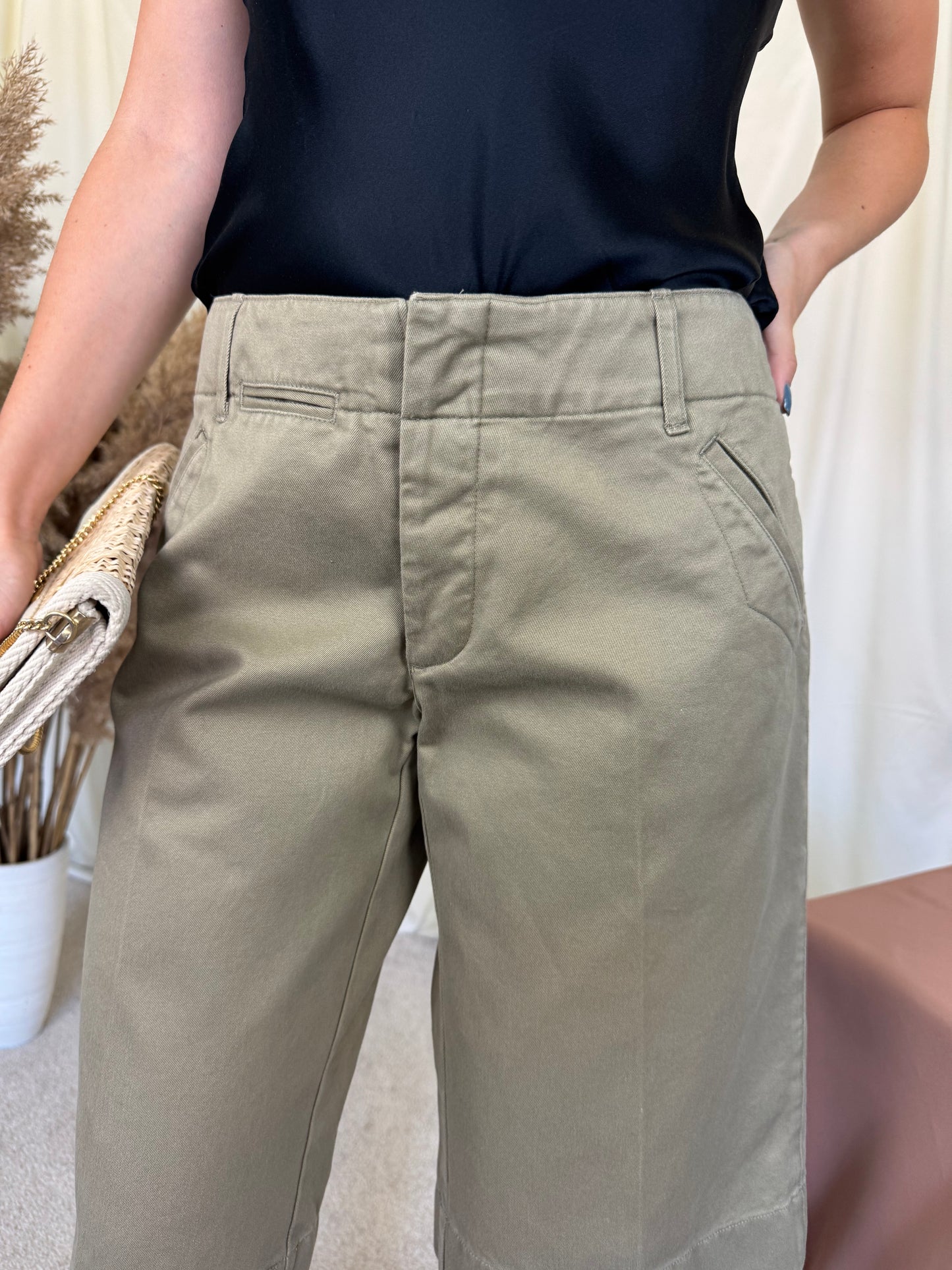 Pantalon denim Ralph Lauren din bumbac cu talie medie ( mărimea S, recomand și M)