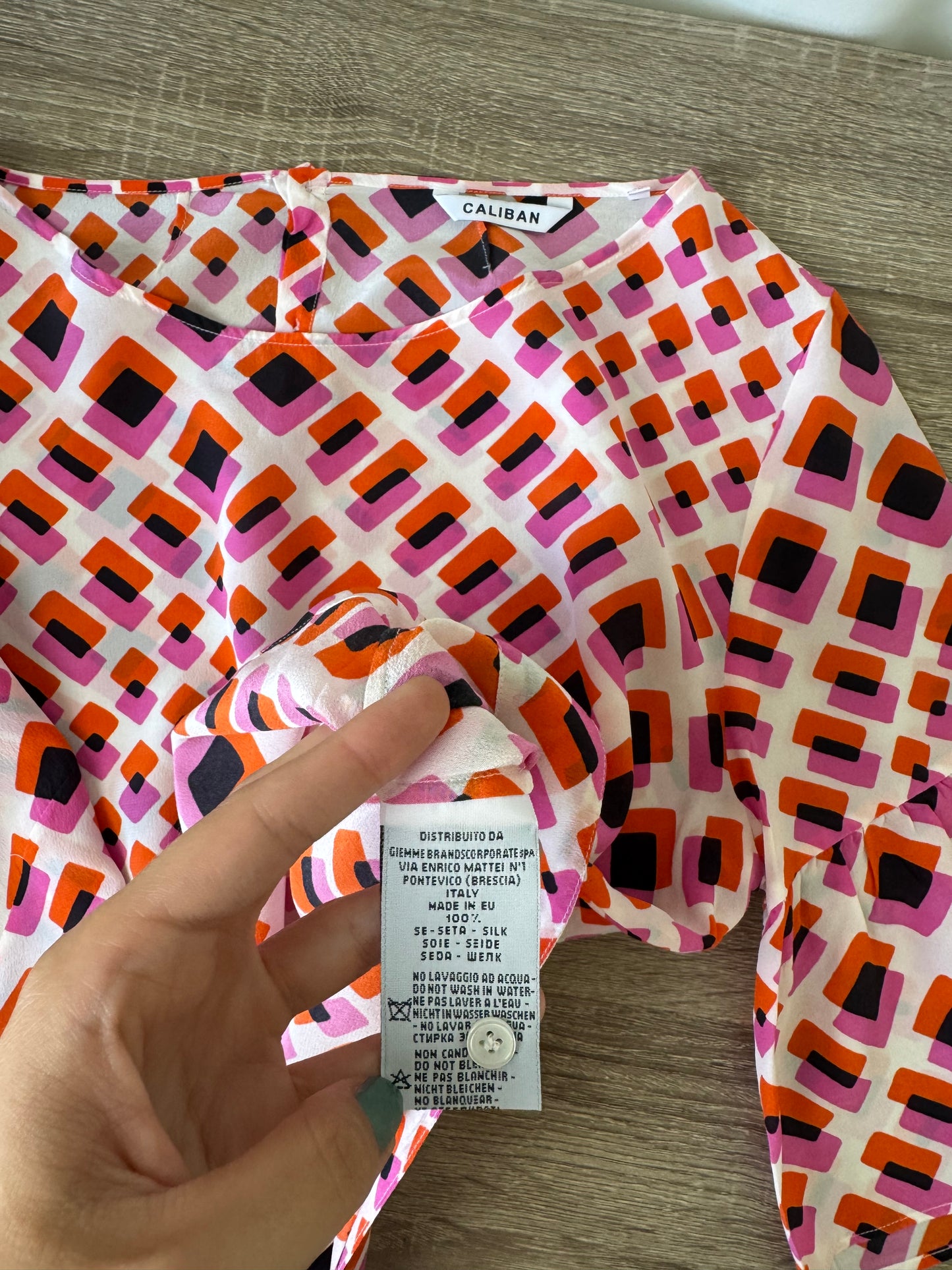 Bluză Caliban cu print din 100% mătase naturală ( mărimea M)