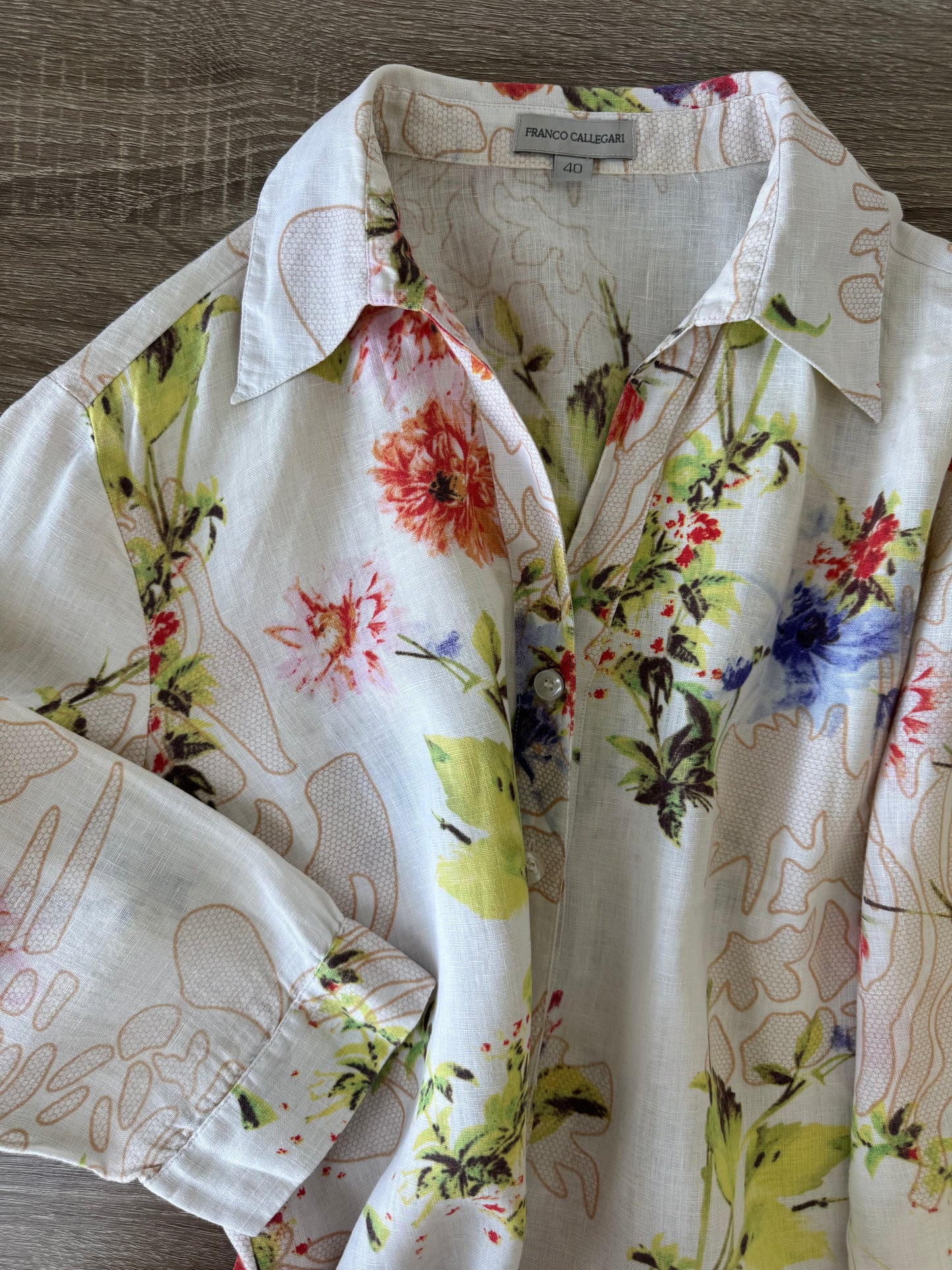 Cămașă de vară cu print floral din 100% mătase naturală ( mărimea M/L)