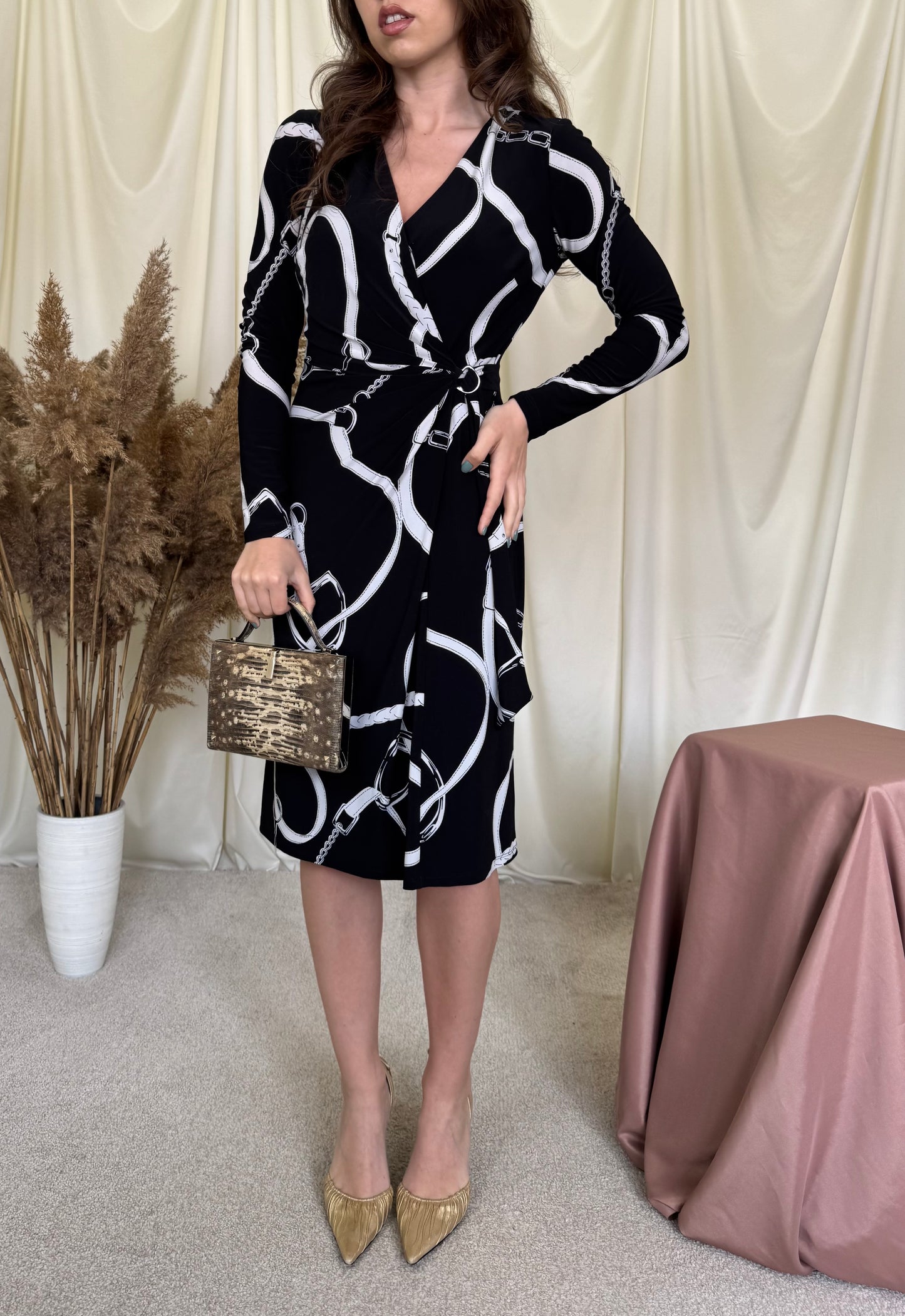 Rochie RALPH LAUREN cu print ecvestru și talie ajustabilă (mărimea S)