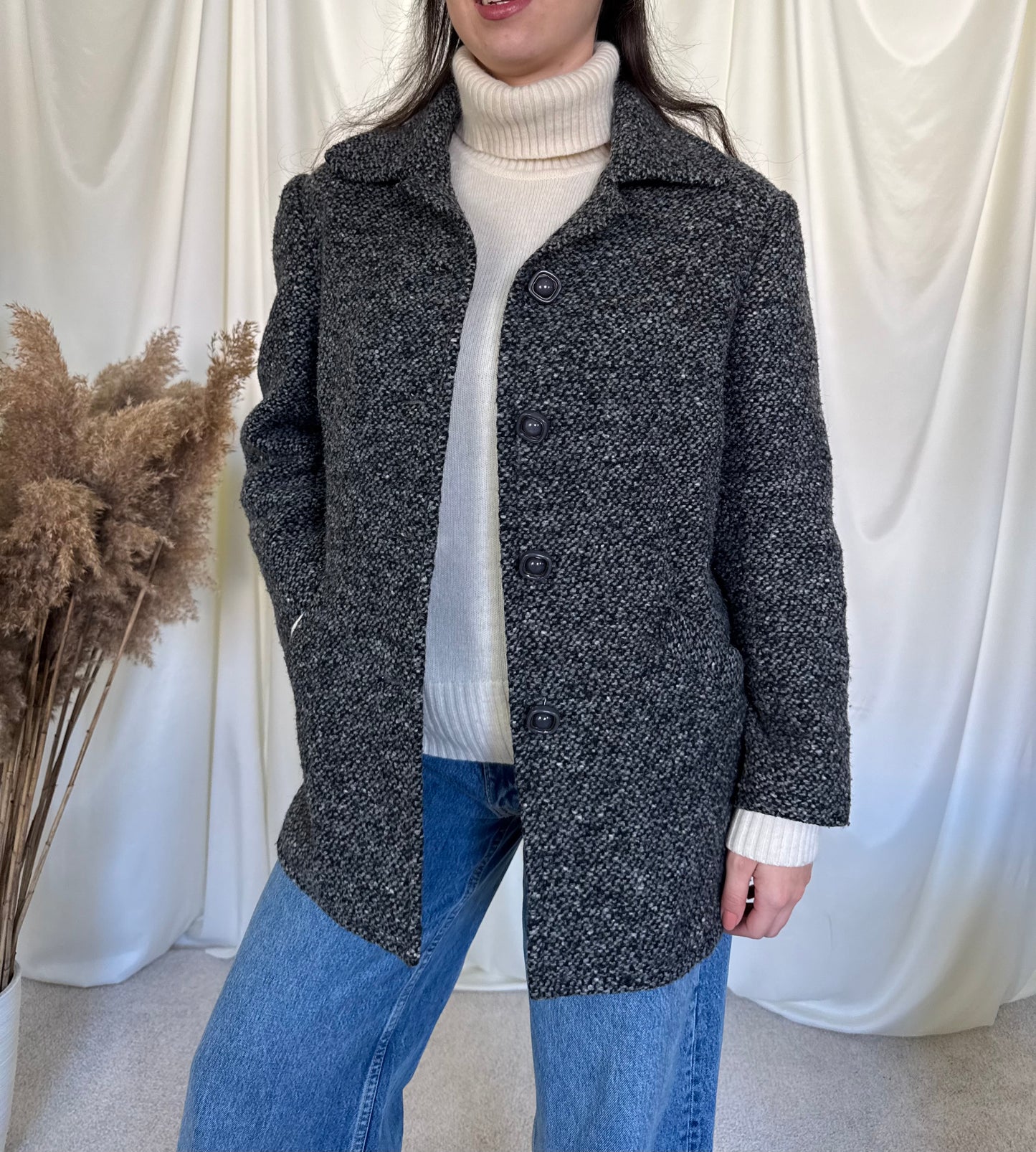 Jacheta vintage din stofa de lâna tip tweet