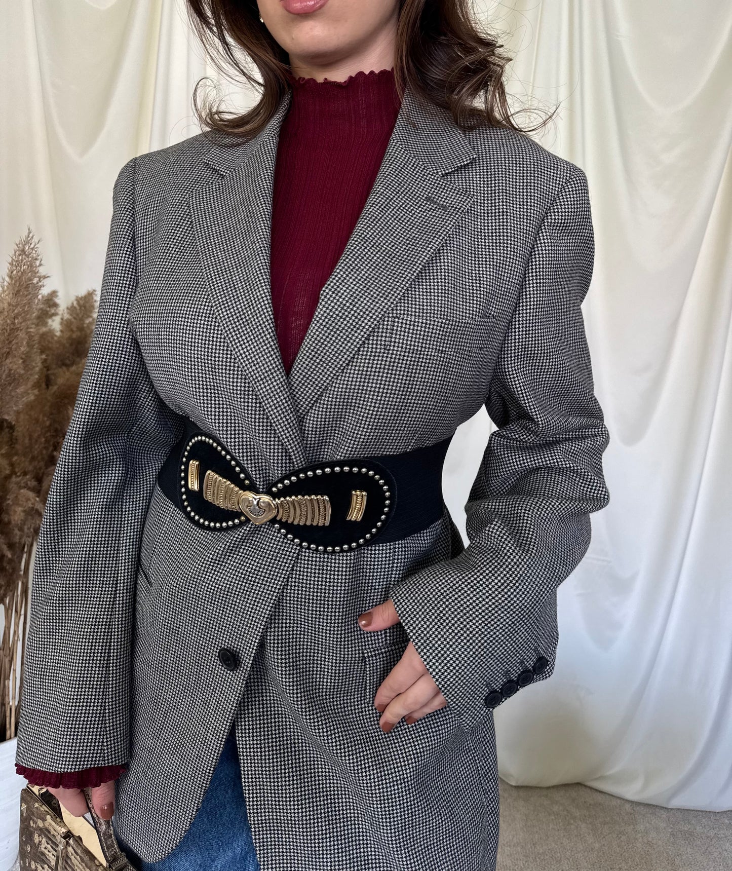 Sacou vintage în fit oversized din 100% lana( L)