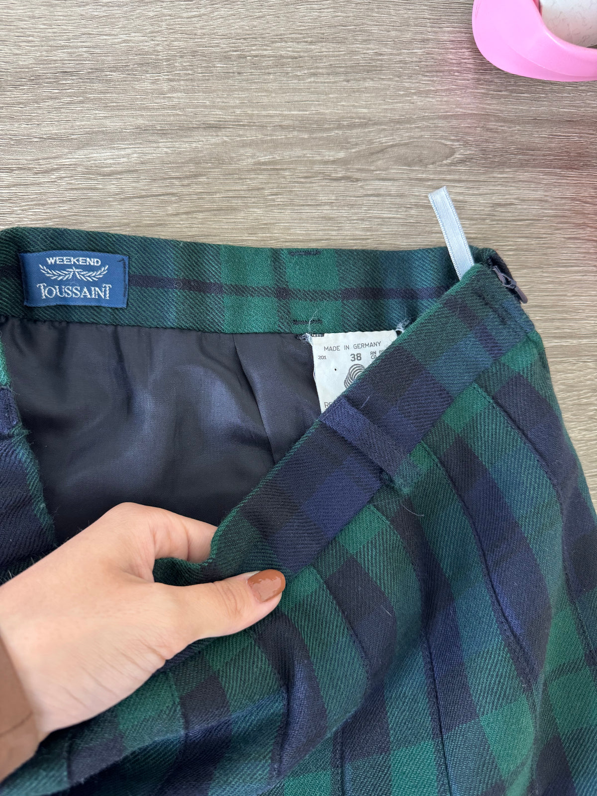 Fustă vintage din lana cu print tartan din 100% lână( mărimea S)