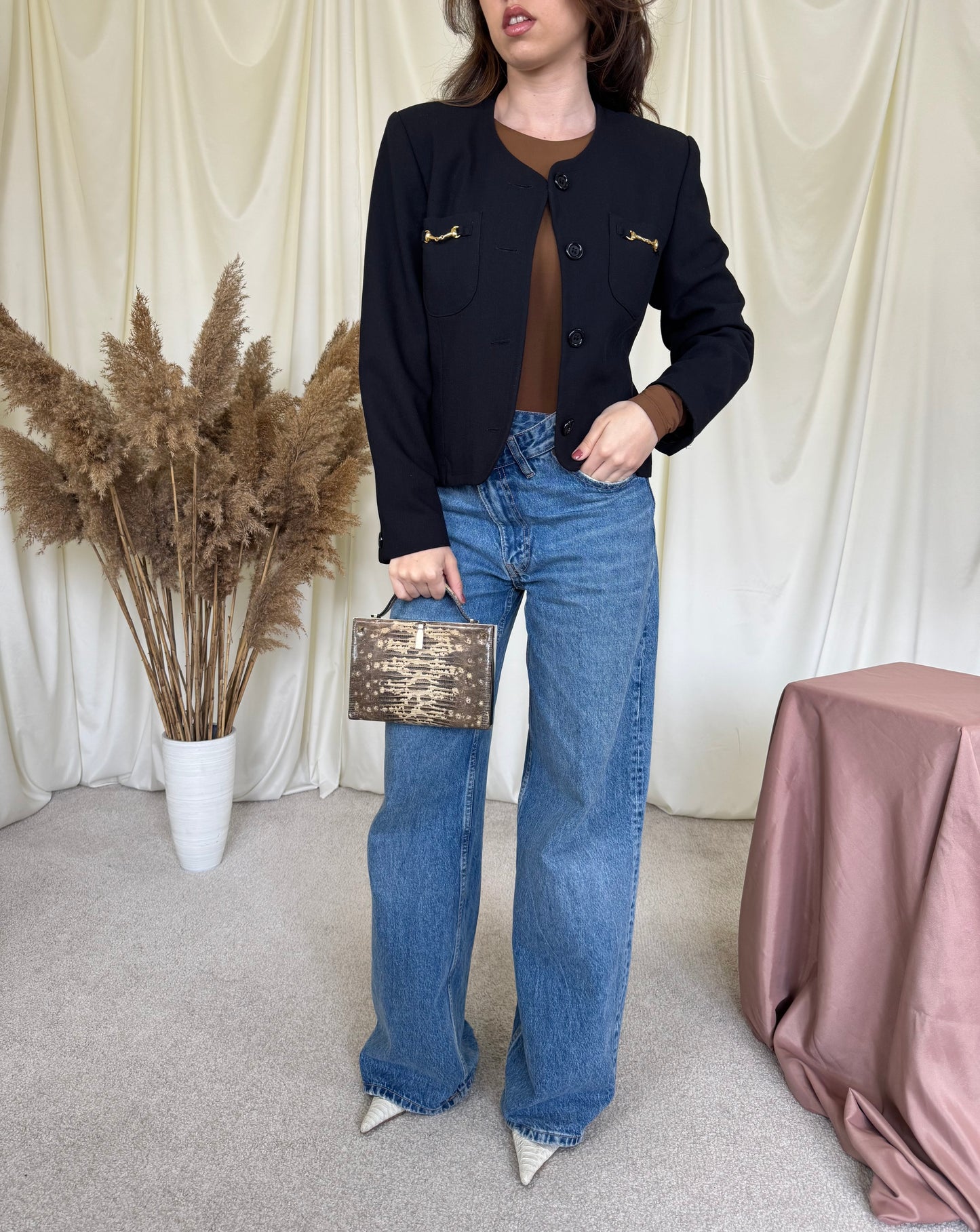 Jacheta - Sacou negru cu detalii metalice aurii( mărimea S)