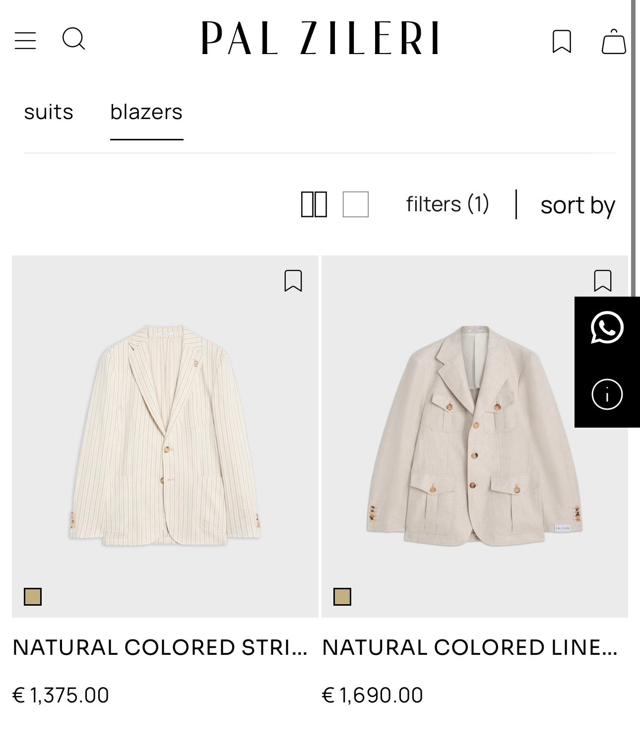 Sacou luxury PAL ZILERI din 100% lână fină, primăvară-vară 
(Mărimea L)