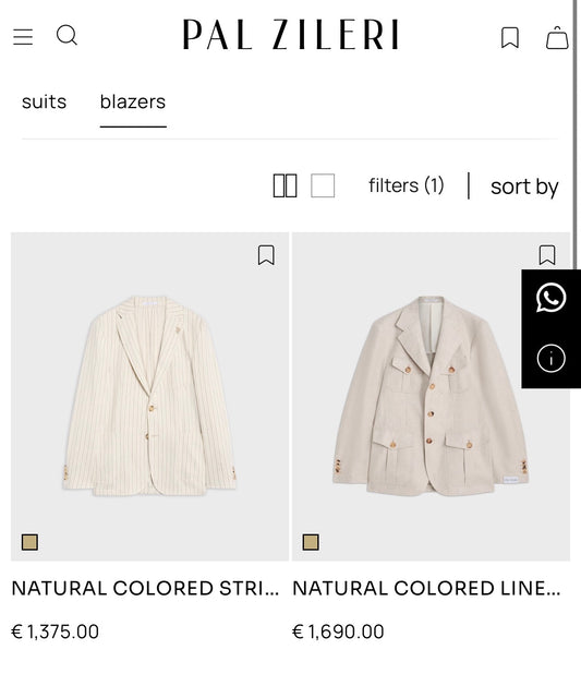 Sacou luxury PAL ZILERI din 100% lână fină, primăvară-vară 
(Mărimea L)