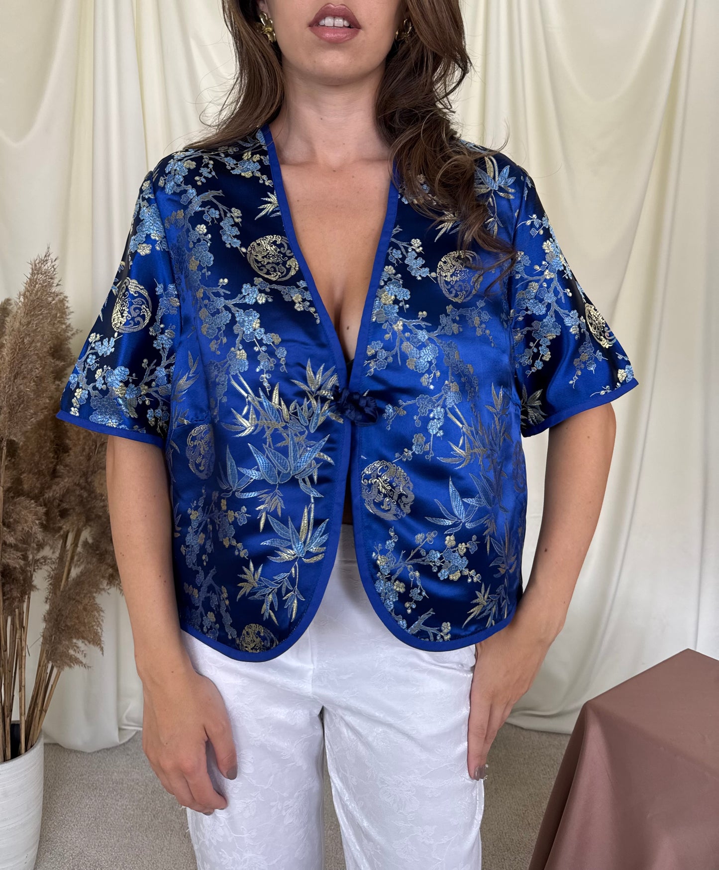 Sacou din mătase naturală cu print ( mărimea L-XL)
