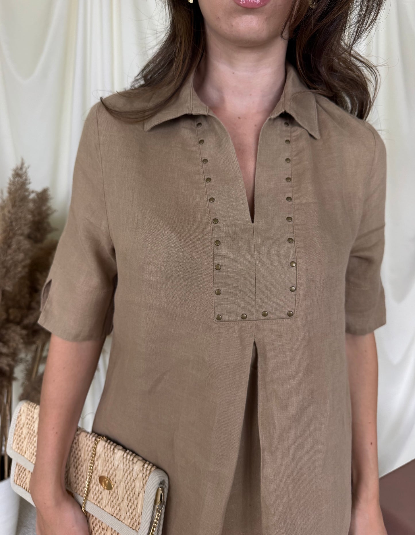 Rochie de vară din 100% in cu aplicații metalice ( mărimea S)