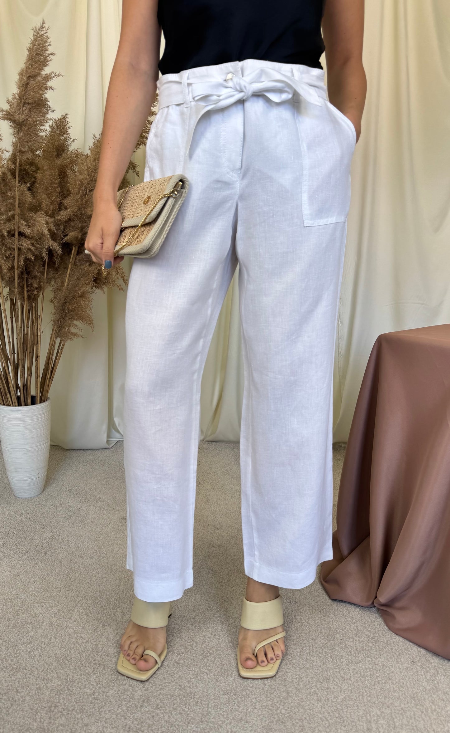 Pantalon de vară Gerry Weber din 100% in, talie ajustabilă ( mărimea L)