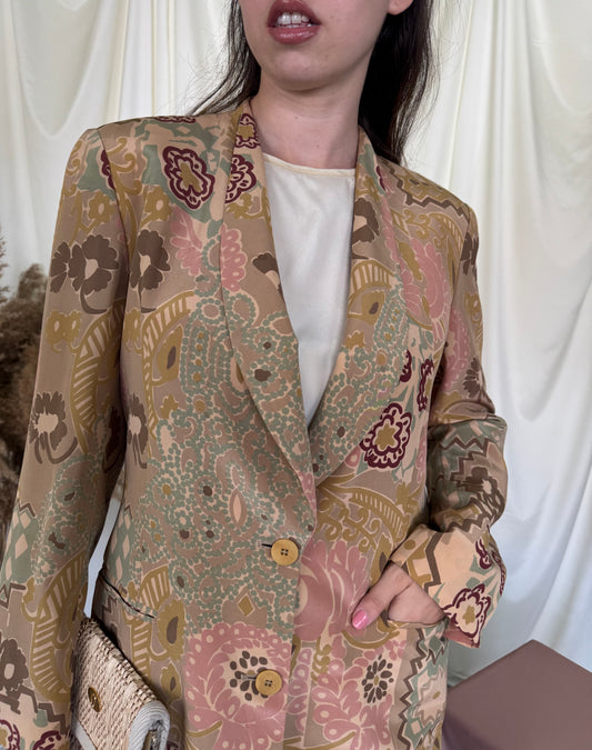 Sacou vintage & luxury ARMANI din 100% mătase naturală calitativă cu print superb( mărimea M)