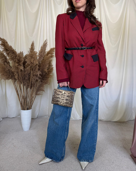 Sacou vintage superb cu print carouri, mărimea M