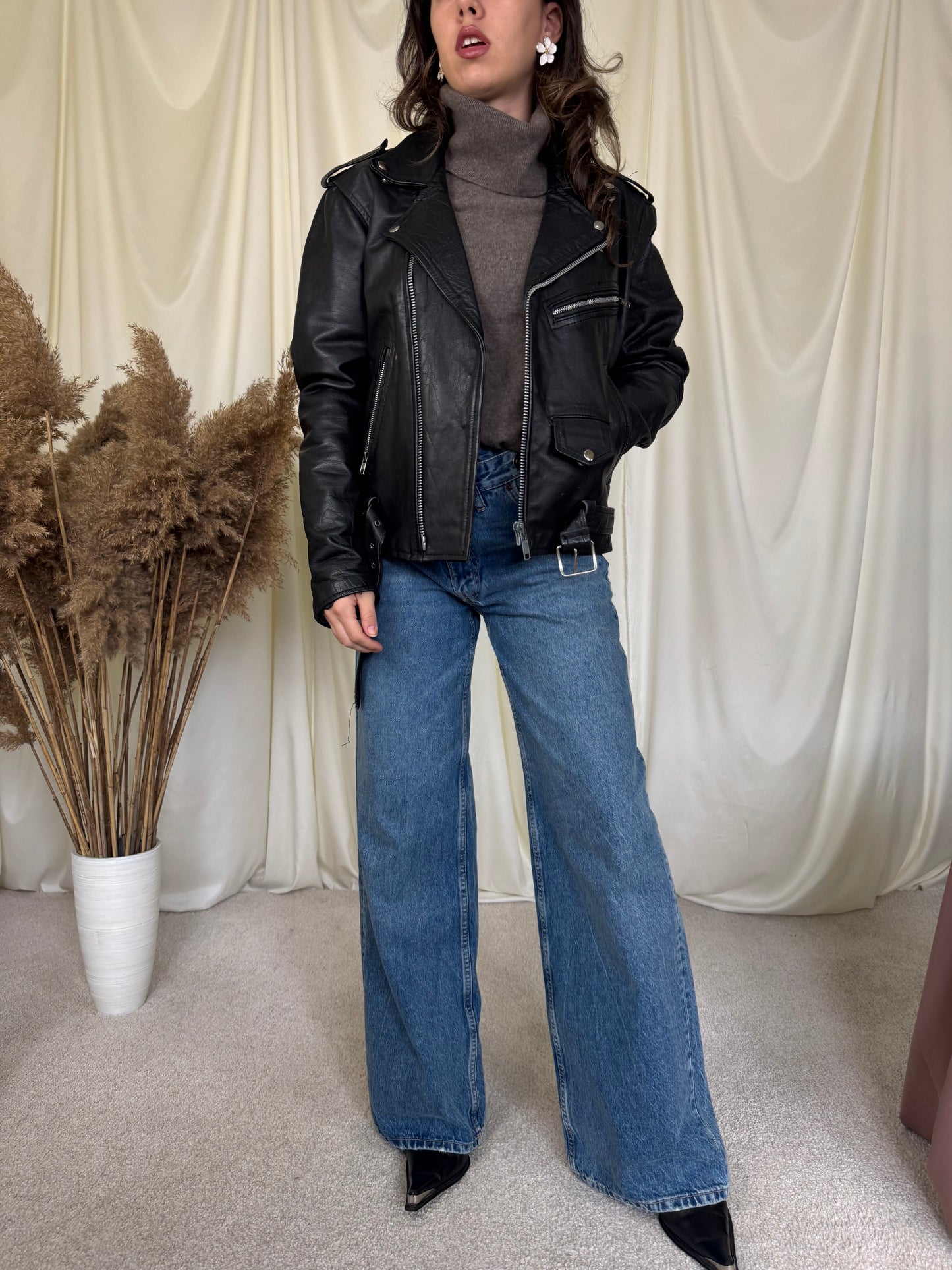 Jacheta vintage 100% piele naturală (mărimea M)