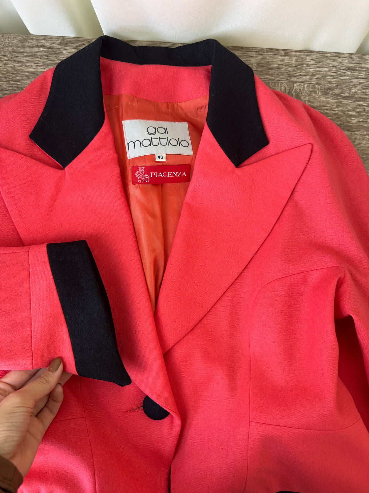 Sacou premium vintage GAI MATTIOLO din 100% stofă de lână PIACENZA cu rever maxi ( mărimea L)