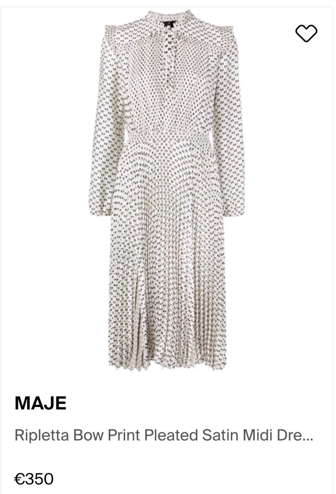 Rochie MAJE cu talie marcata elastică și print alb-negru 
(Mărimea S)