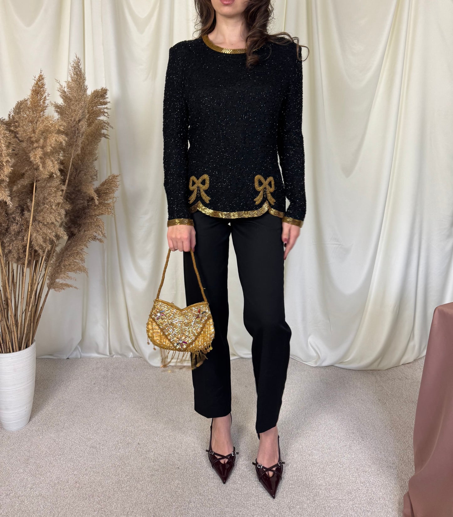 Piesă spectaculoasă vintage din mătase naturală ( mărimea S)