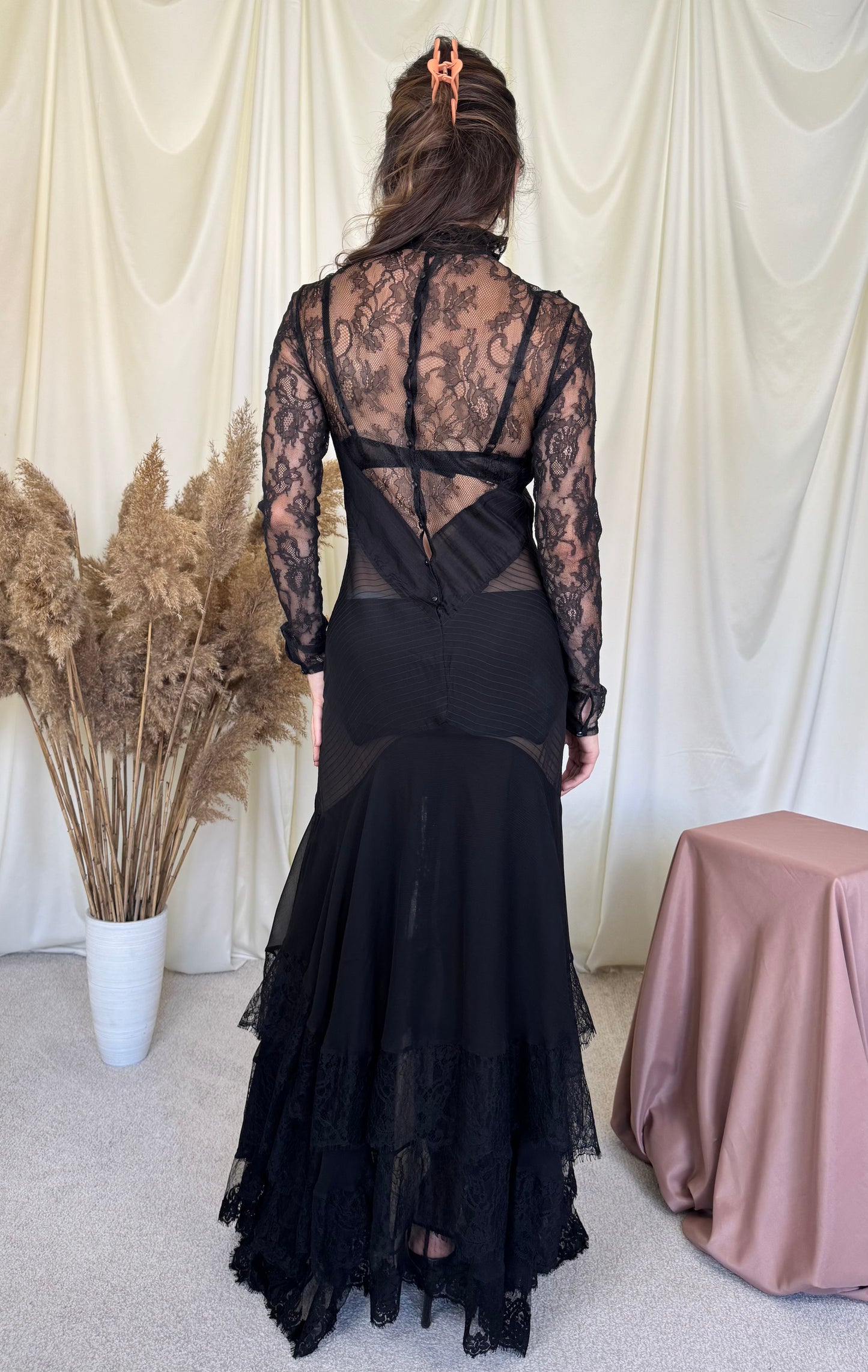 Rochie spectaculoasă Ralph Lauren din mătase și bumbac, super amplă cu talie marcată ( mărimea S-M)