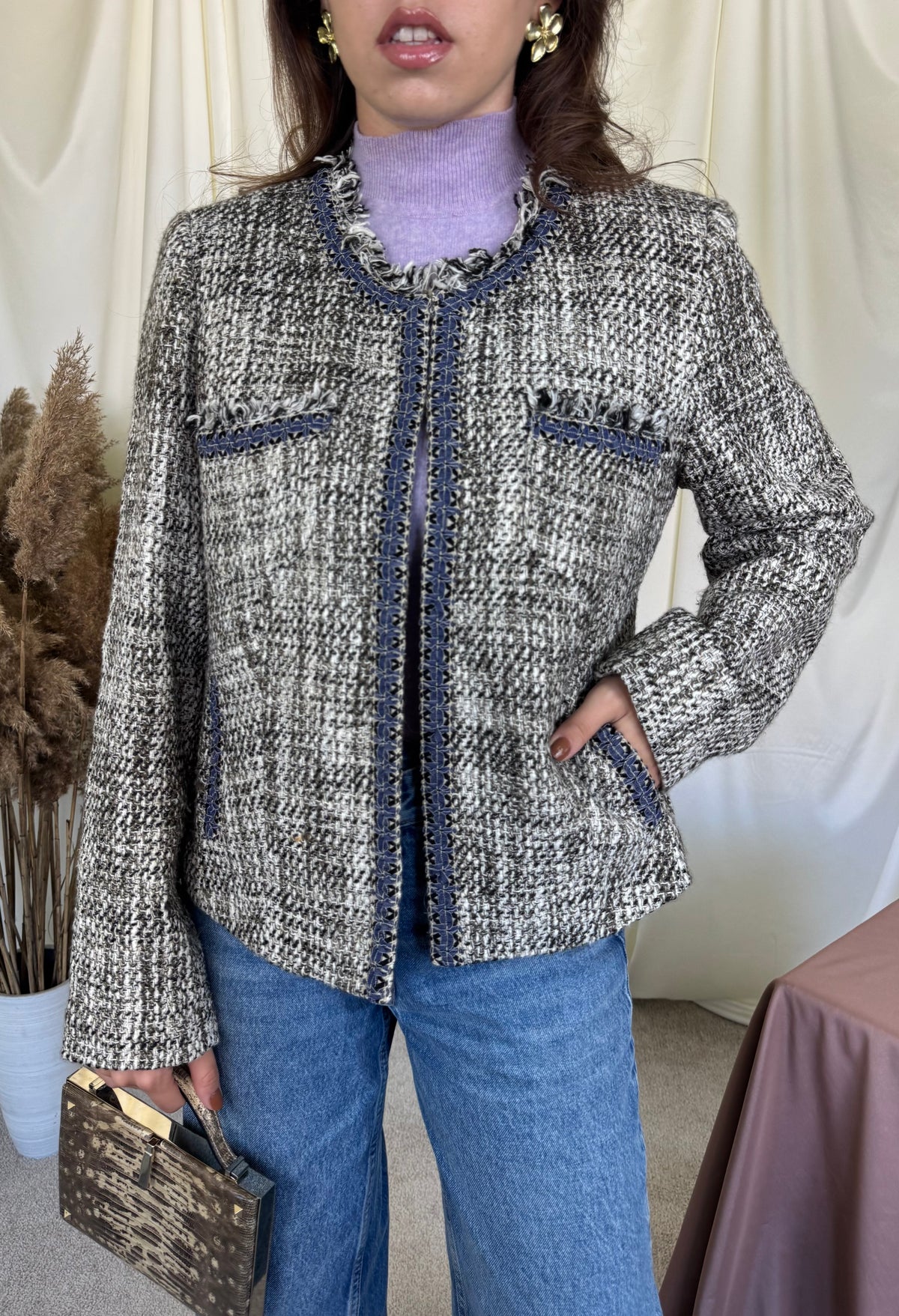 Sacou - jacheta din tweed de bumbac( mărimea M/L )