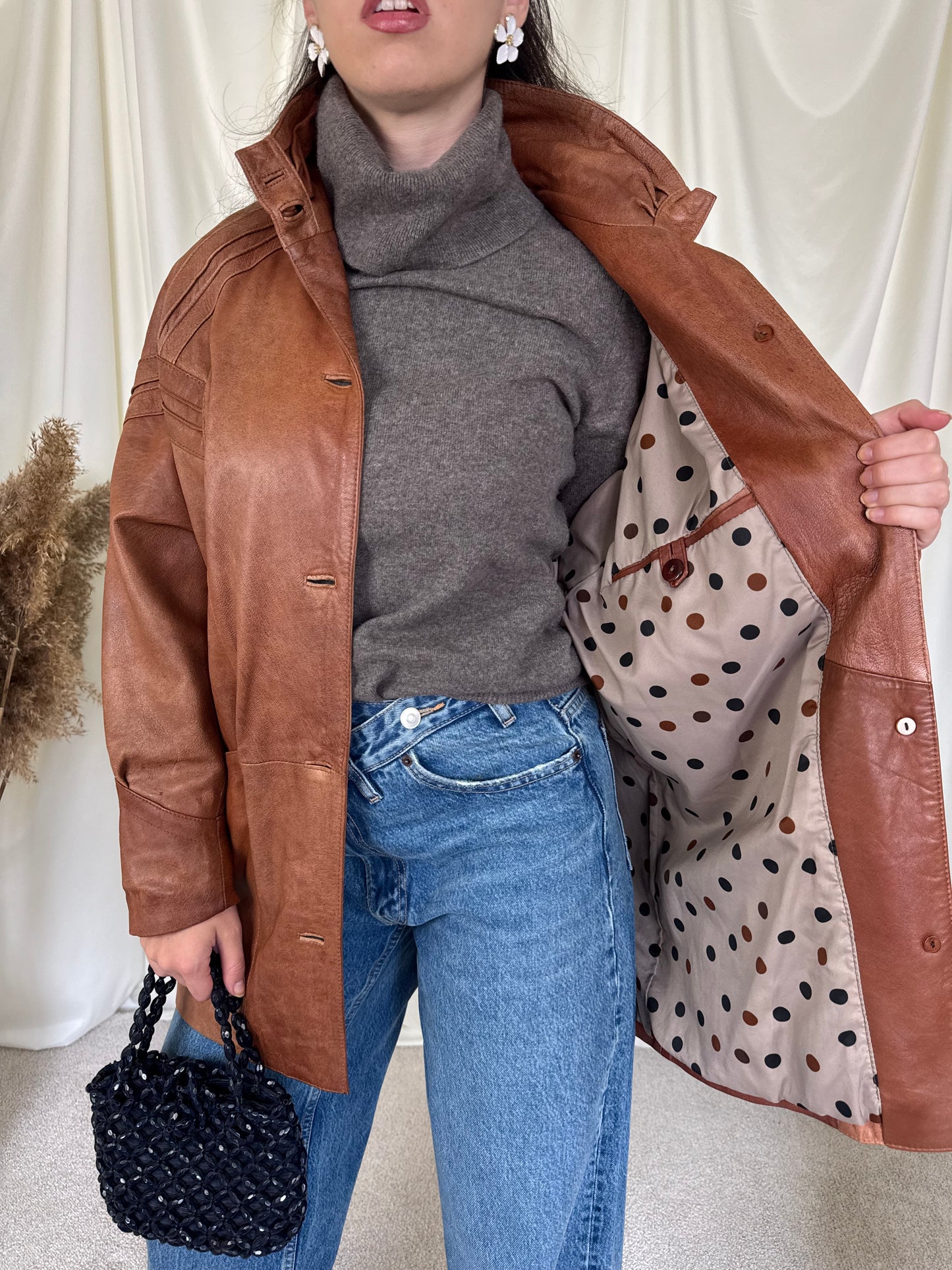 Jacheta vintage piele naturală extra fină (mărime S-M)