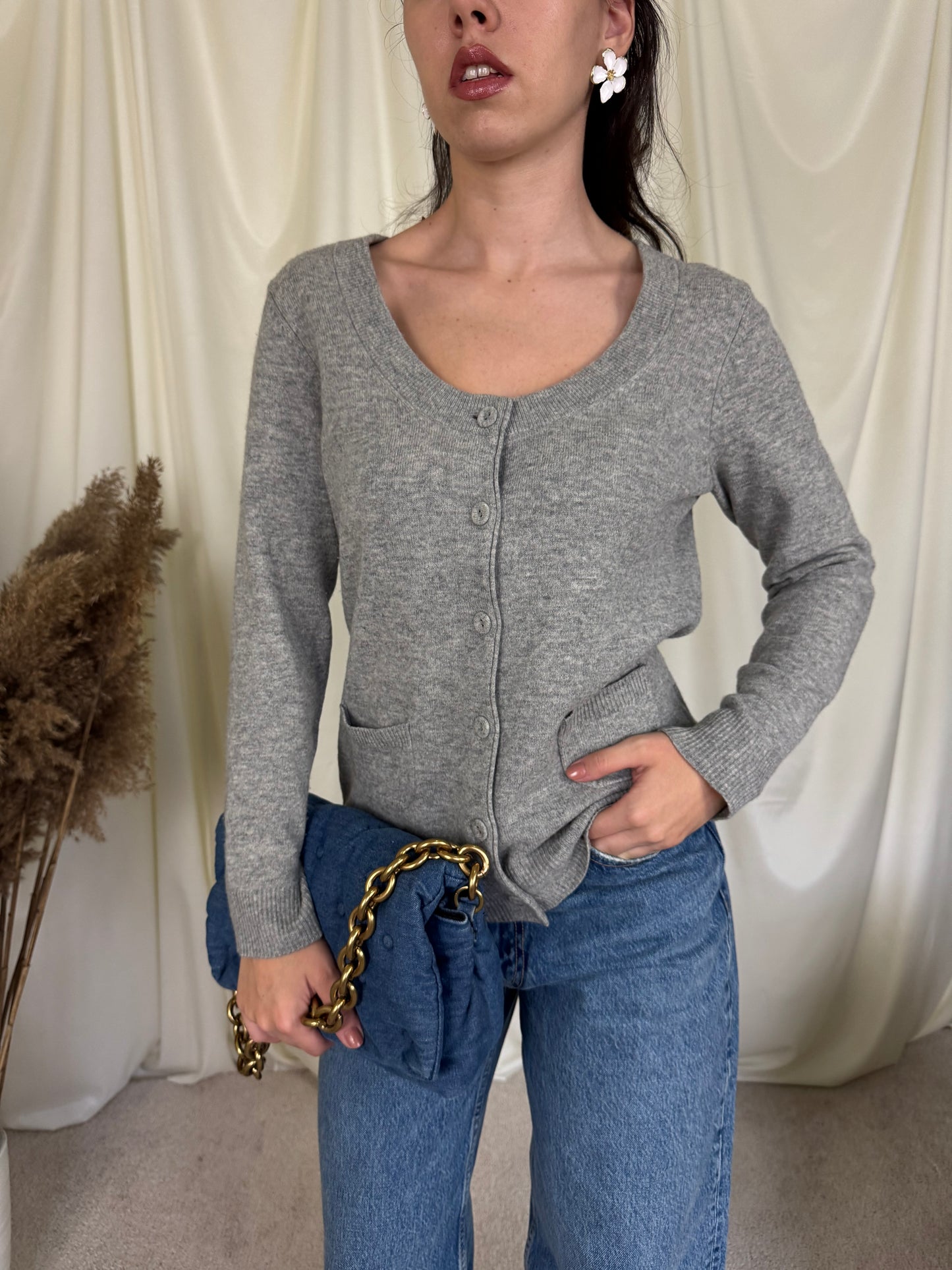 Jerse gri din 100% lână(mărimea S-M)