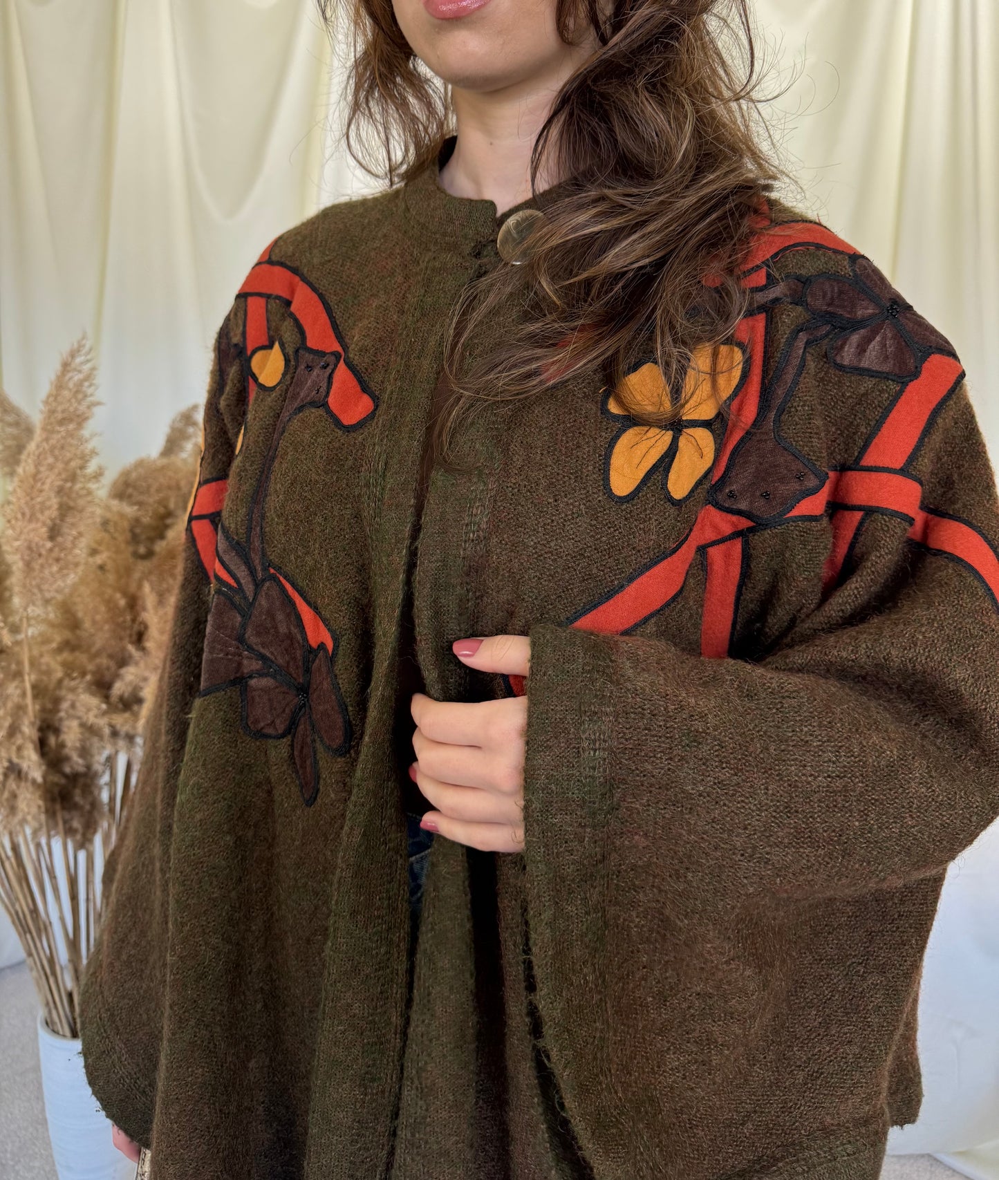 Poncho vintage realizat manual, marime universală (recomand M-XL)